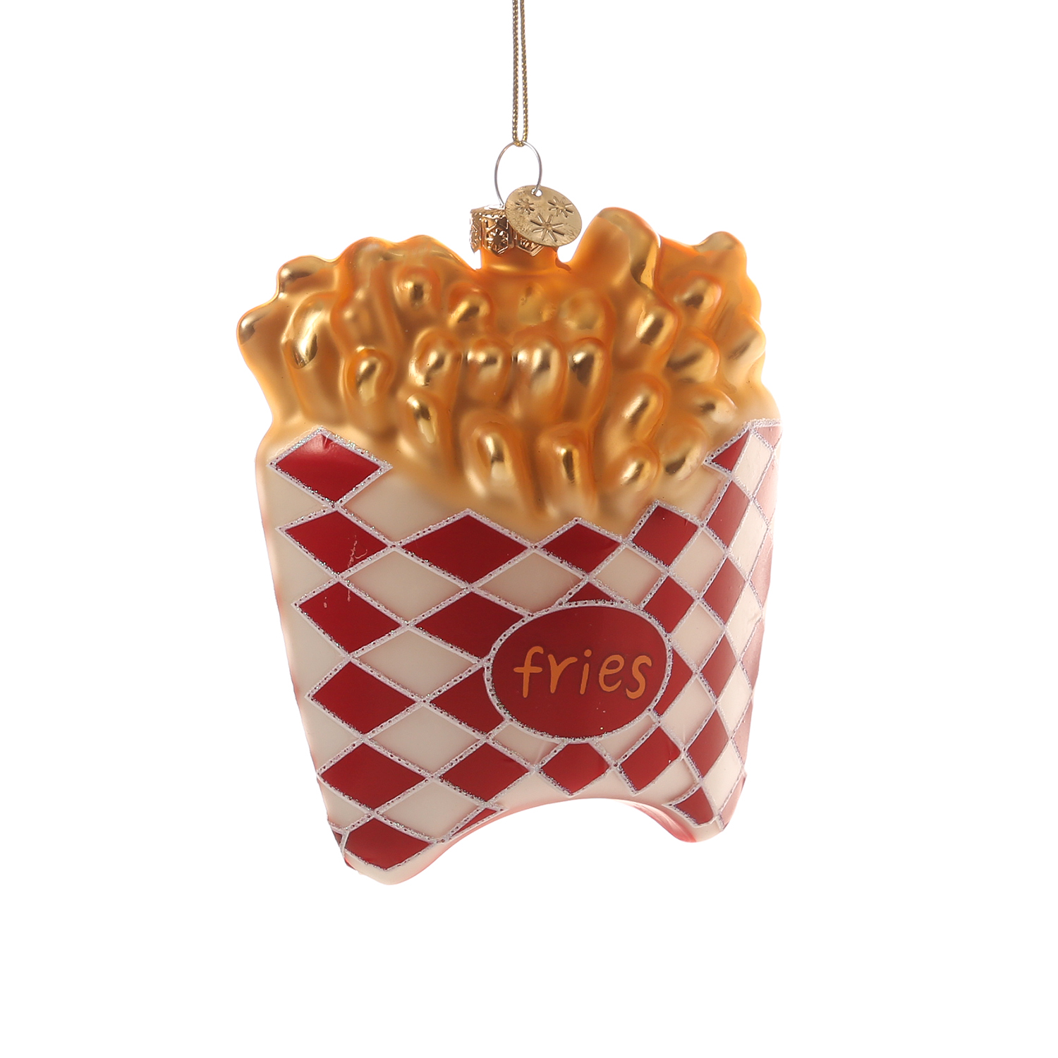 Weihnachtsbaumschmuck POMMES - Glas - inkl. Aufhänger - matt - H: 11cm - gold, rot, weiß