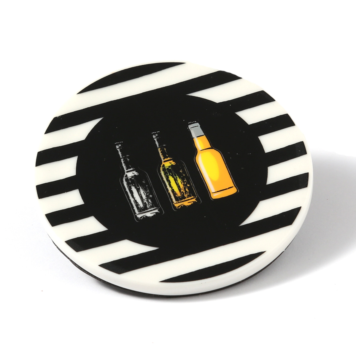Untersetzer aus Keramik mit FLASCHEN Design - D: 9cm - rund Untersetzer aus Keramik mit FLASCHEN Design - D: 9cm - rund