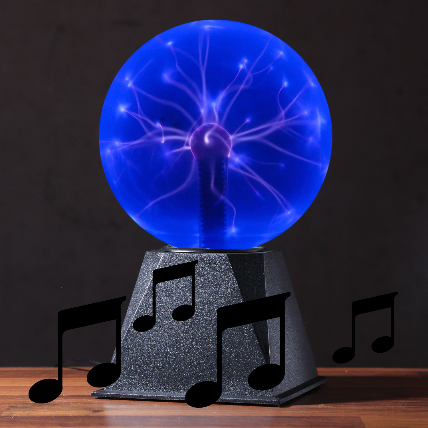 Plasmakugel zuckend- blaue Blitz-Show - Automatikbetrieb oder Musiksteuerung - 15cm Kugel