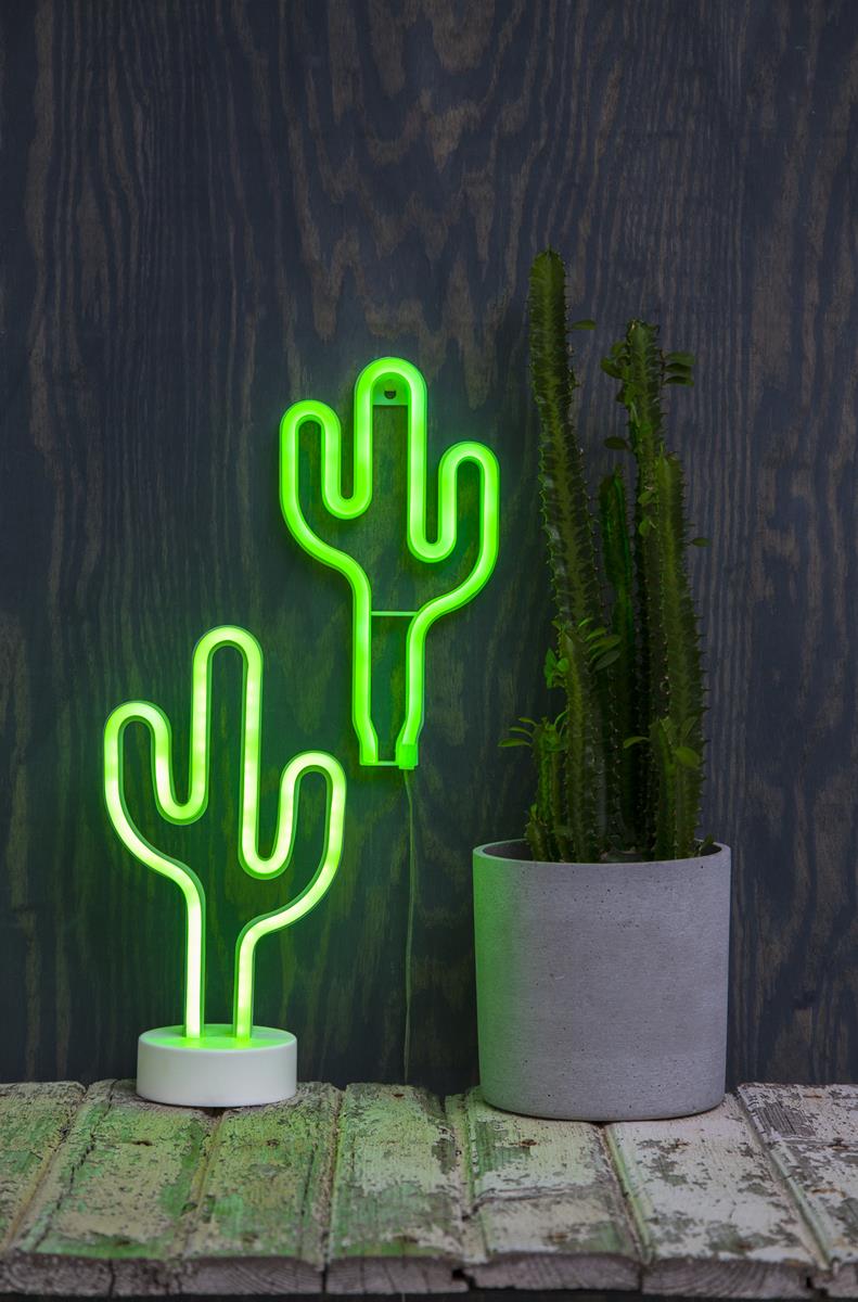 LED-Silhouette Neonlight grüner Kaktus - Wandmontage - 29,5cm x15cm - Batterie - Timer 3