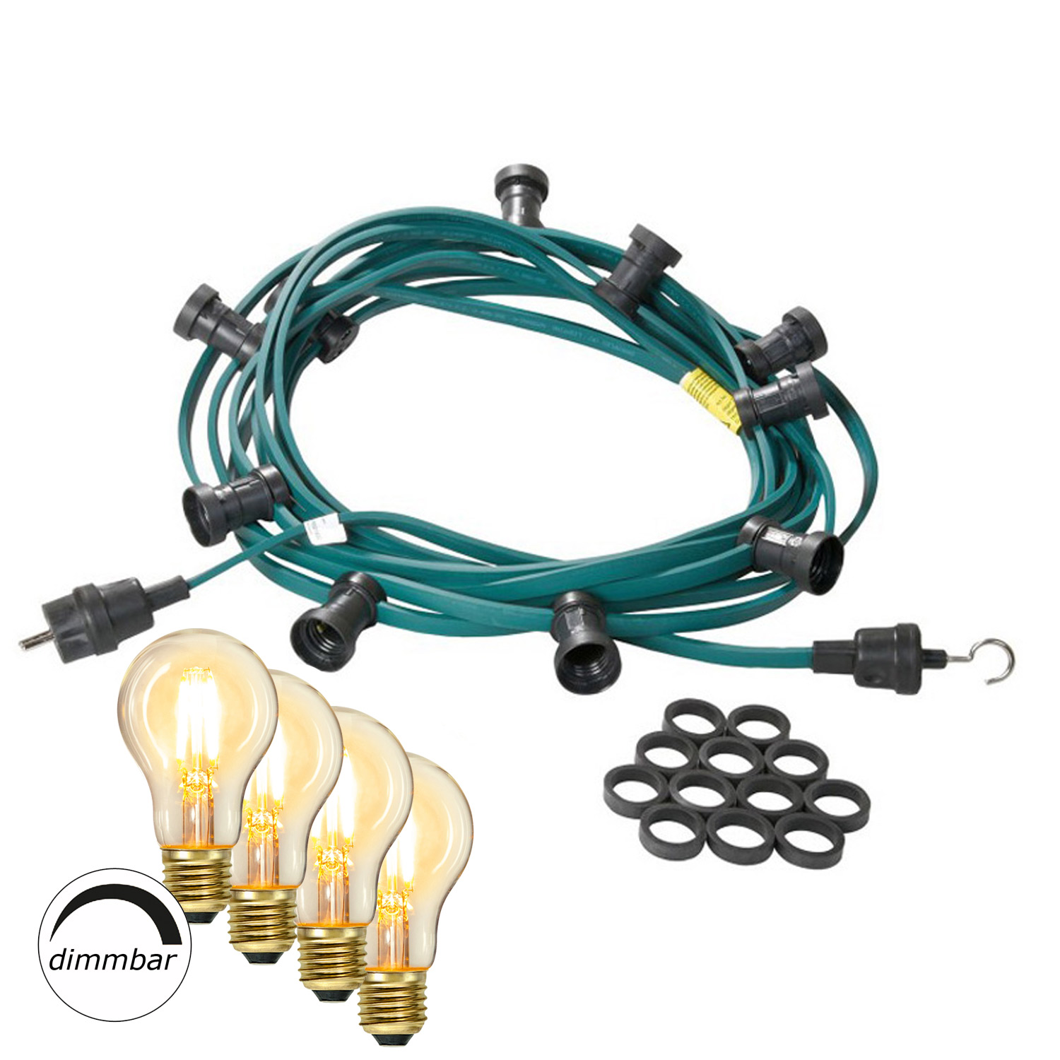 Illu-/Partylichterkette 10m - Außenlichterkette grün - Made in Germany -10x dimmbares Leuchtmittel Illu-/Partylichterkette 10m - Außenlichterkette grün - Made in Germany -10x dimmbares Leuchtmittel