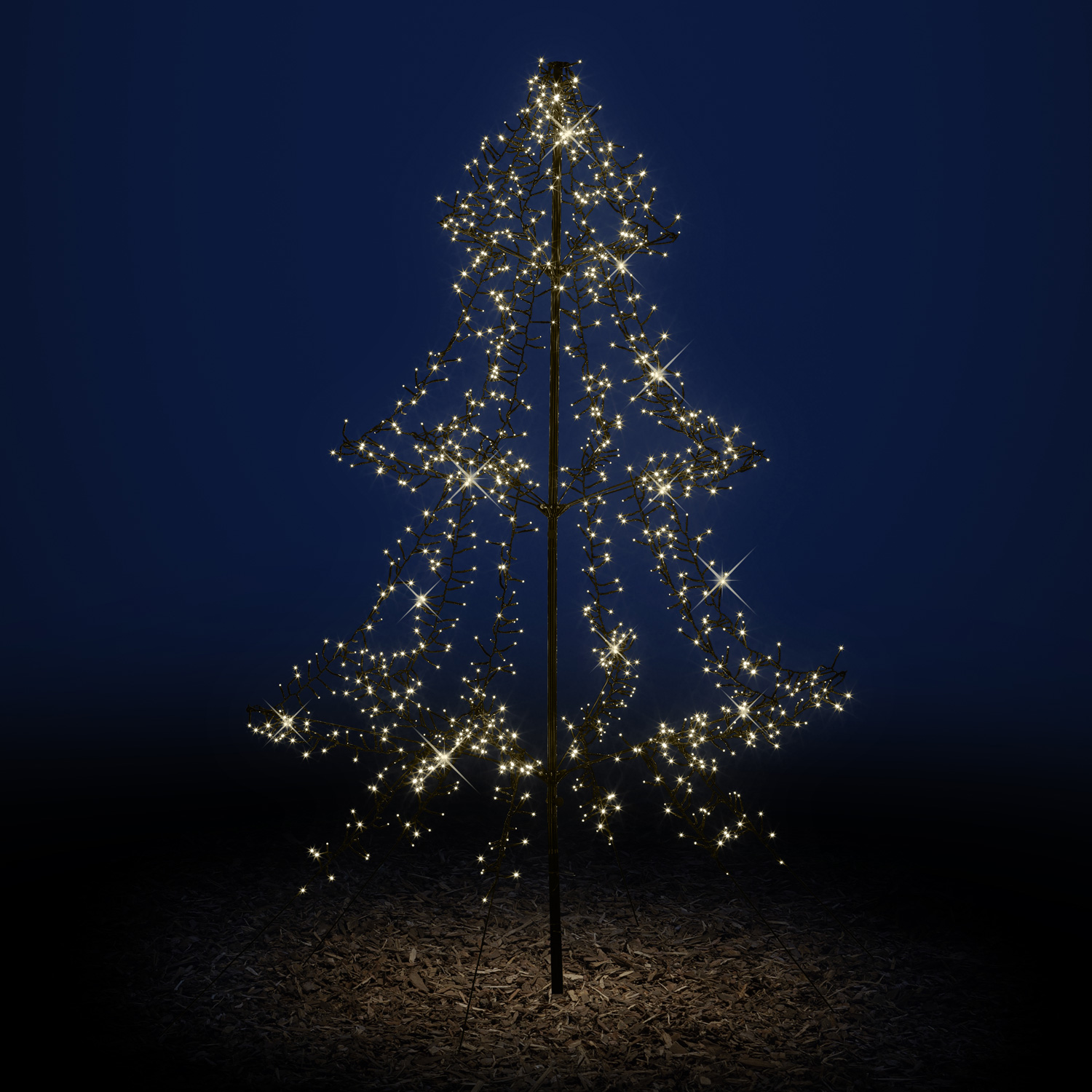 LED Outdoor Weihnachtsbaum - 1200 warmweiße LED - H: 2m - Dimmer - Timer - aufklappbar - schwarz LED Outdoor Weihnachtsbaum - 1200 warmweiße LED - H: 2m - Dimmer - Timer - aufklappbar - schwarz