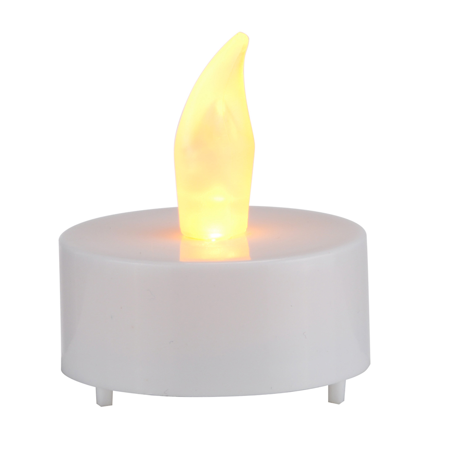LED Teelichter - gelb flackernde Flamme - Kunststoff - D: 3,5cm - inkl. Batterien - weiß - 16er Set
