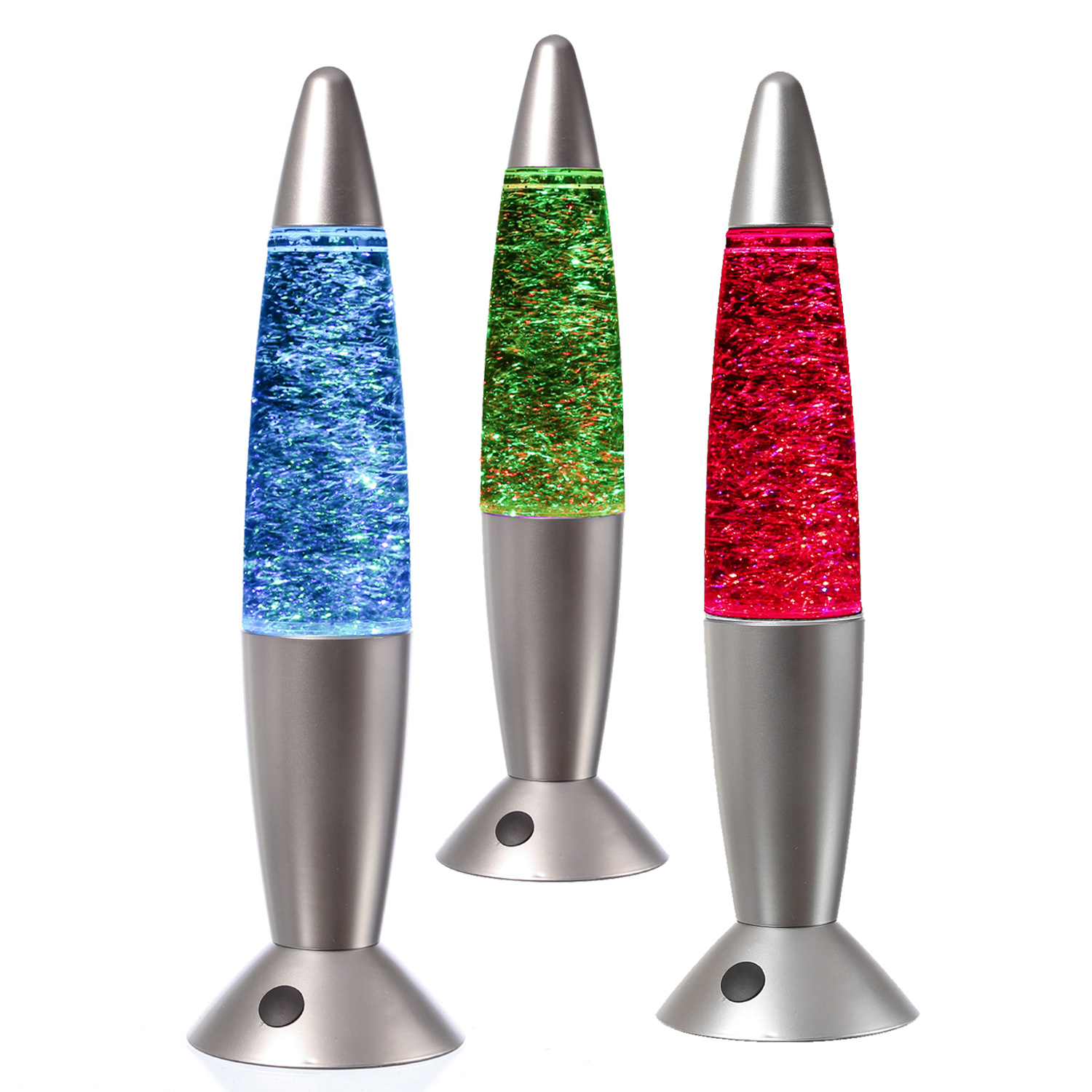 ROCKET LAMP - Lavampe - Glitzer RGB - Touchsensor - H: 36cm - wirbelnde Glitzerstückchen - silber ROCKET LAMP - Lavampe - Glitzer RGB - Touchsensor - H: 36cm - wirbelnde Glitzerstückchen - silber