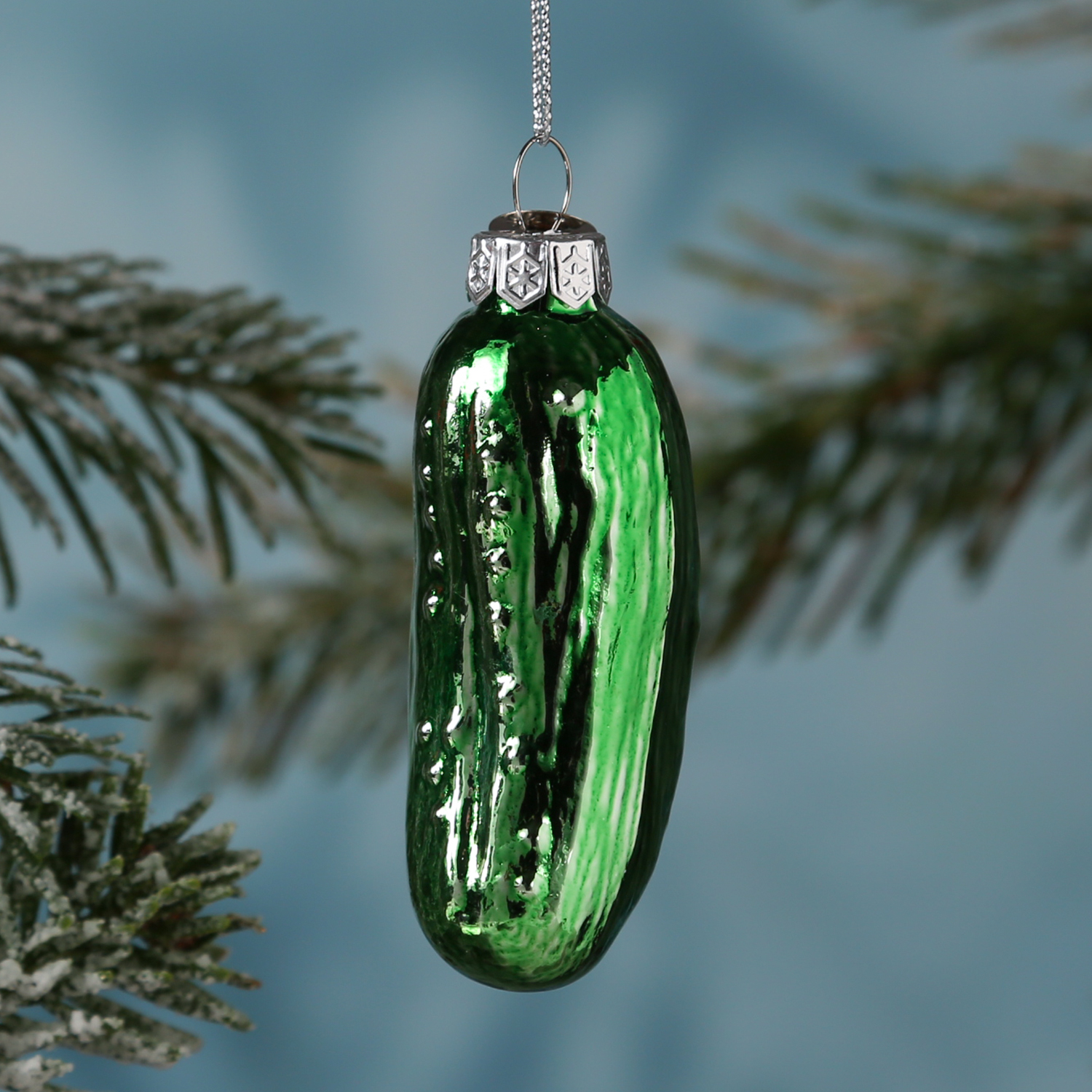 Weihnachtsbaumschmuck GURKE - Glas - inkl. Aufhänger - glänzend - H: 8,5cm - grün Weihnachtsbaumschmuck GURKE - Glas - inkl. Aufhänger - glänzend - H: 8,5cm - grün