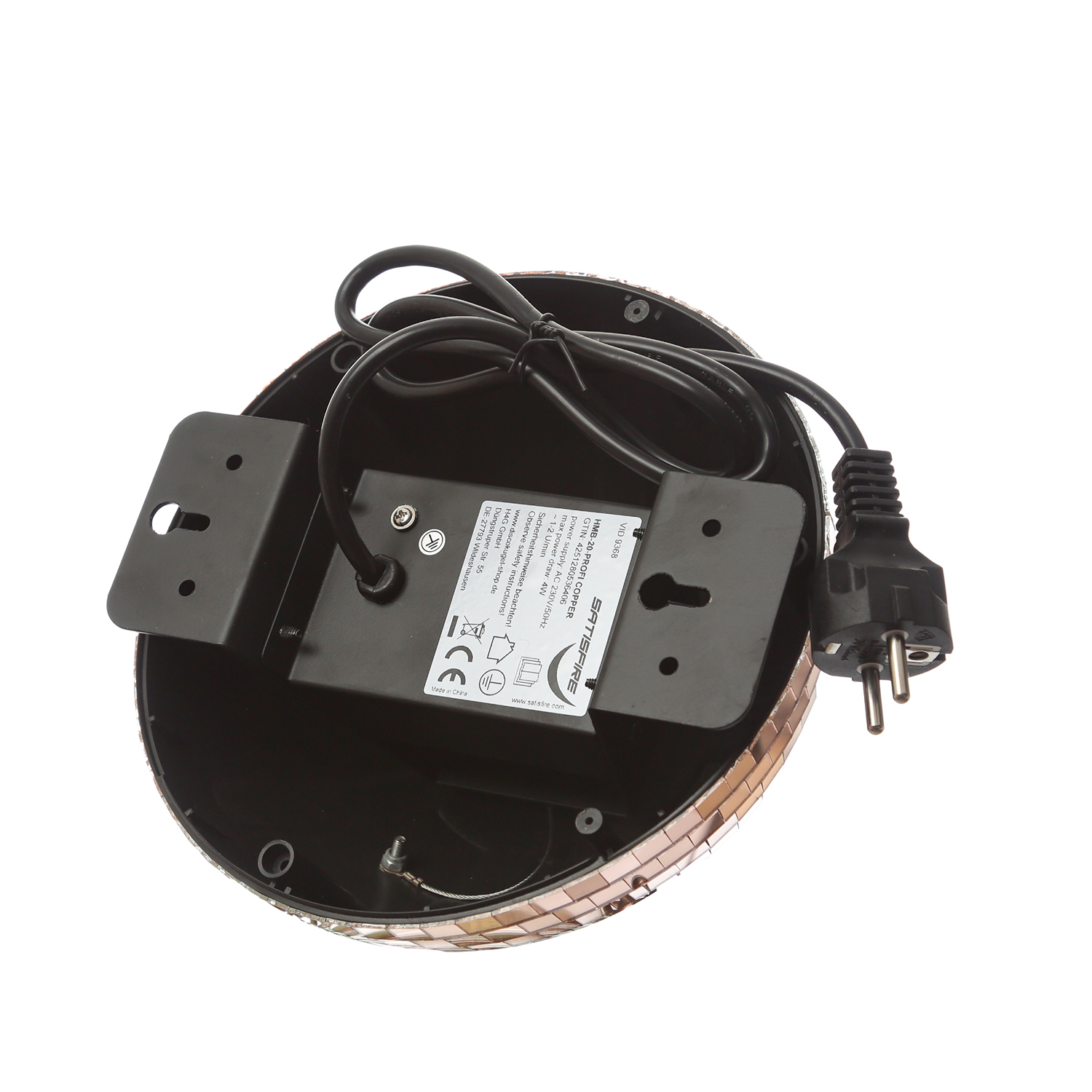 Spiegelkugel halb 20cm mit Motor - für Deckenmontage - Discokugel Echtglas - kupfer Spiegelkugel halb 20cm mit Motor - für Deckenmontage - Discokugel Echtglas - kupfer