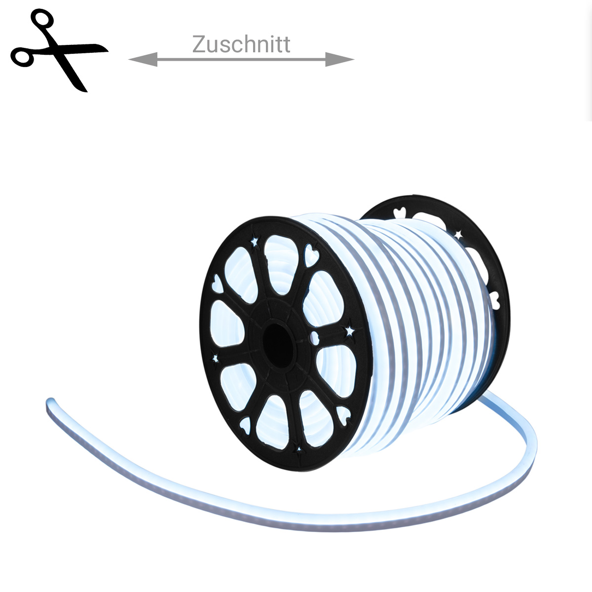 LED Lichtschlauch NEON FLEX 230V Slim - KALTWEISS - 100cm Zuschnitt - Anfertigung nach Mass LED Lichtschlauch NEON FLEX 230V Slim - KALTWEISS - 100cm Zuschnitt - Anfertigung nach Mass