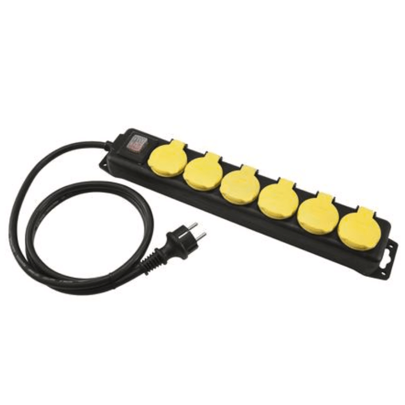 Stromkabel / Verlängerung | 6-Fach Verteilersteckdose | Schutzkontakt | Outdoor | 3x1,5mm² - 1,5m Stromkabel / Verlängerung | 6-Fach Verteilersteckdose | Schutzkontakt | Outdoor | 3x1,5mm² - 1,5m