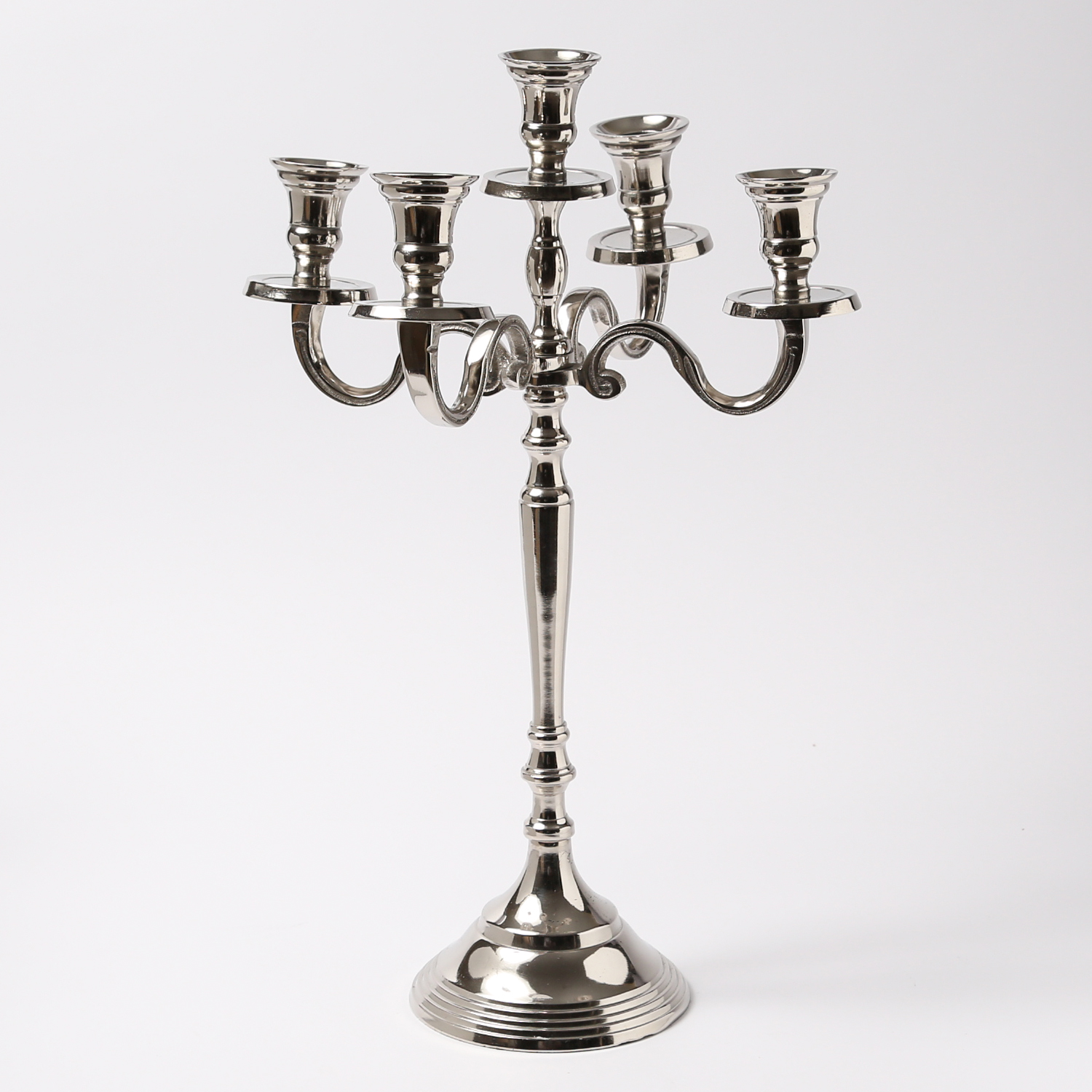 Stabkerzenhalter - Kerzenständer - Kerzenleuchter - Aluminium - H: 41cm - 5-armig - silber Stabkerzenhalter - Kerzenständer - Kerzenleuchter - Aluminium - H: 41cm - 5-armig - silber