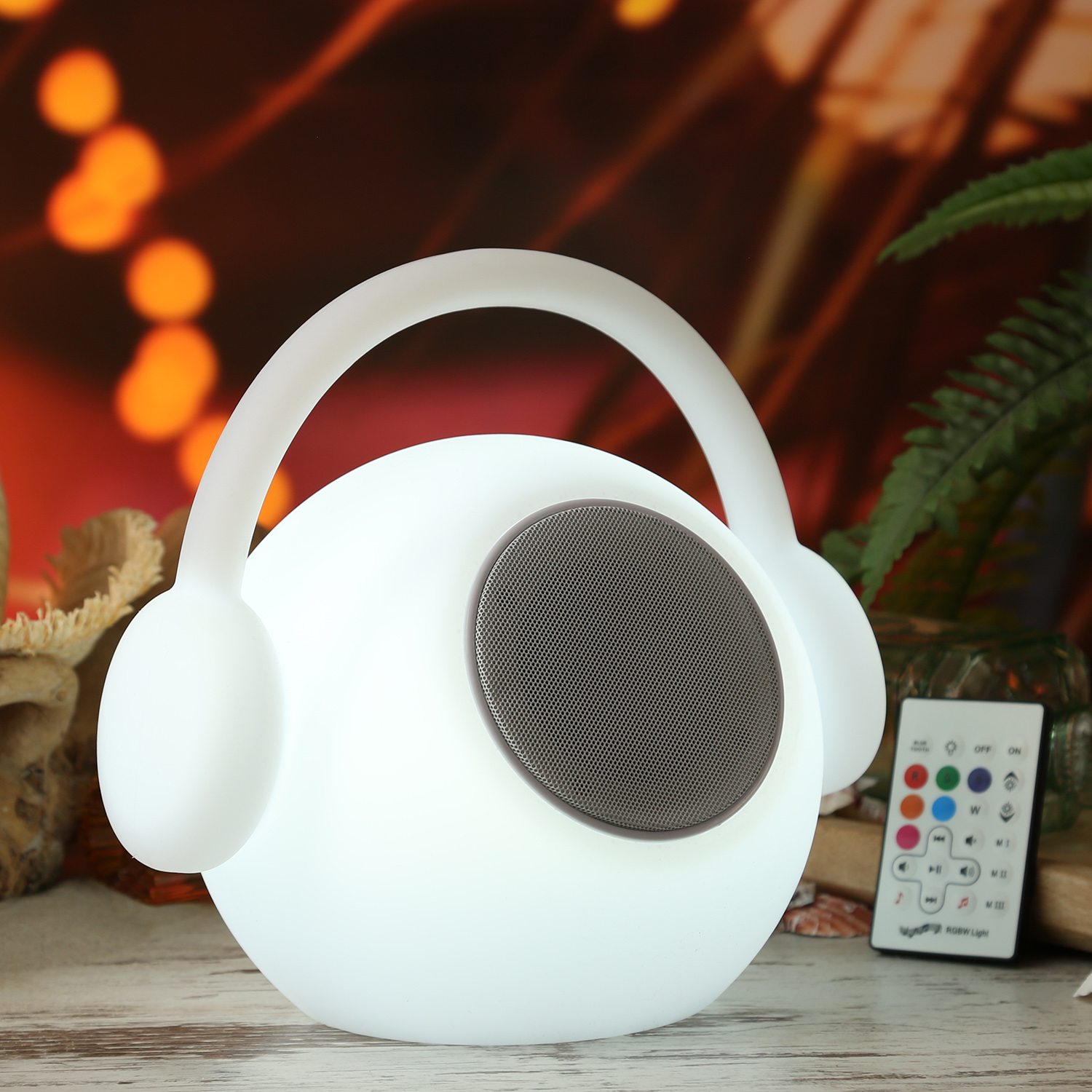 LED Tischleuchte mit Lautsprecher EVE - 15 farbwechselnde LED - H: 27cm - Fernbedienung - für Außen LED Tischleuchte mit Lautsprecher EVE - 15 farbwechselnde LED - H: 27cm - Fernbedienung - für Außen