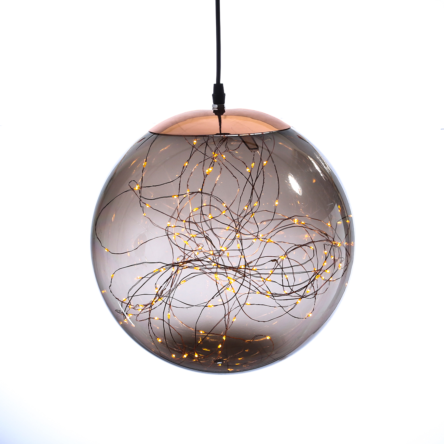 LED Kugel mit Drahtlichterkette - hängend - 140 bernsteinfarbene LED - D: 30cm - f.Außen - rauchgrau LED Kugel mit Drahtlichterkette - hängend - 140 bernsteinfarbene LED - D: 30cm - f.Außen - rauchgrau