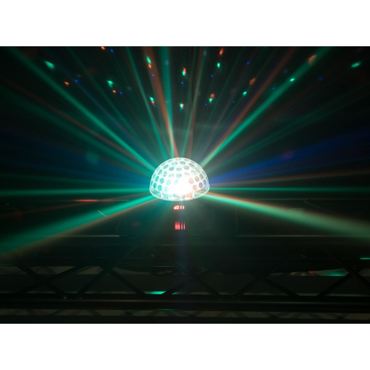 LED Kugel-Strahleneffekt "BC-6" - 360° Raumeffekt ähnlich Spiegelkugel - 5farbig - langsam & schnell LED Kugel-Strahleneffekt "BC-6" - 360° Raumeffekt ähnlich Spiegelkugel - 5farbig - langsam & schnell