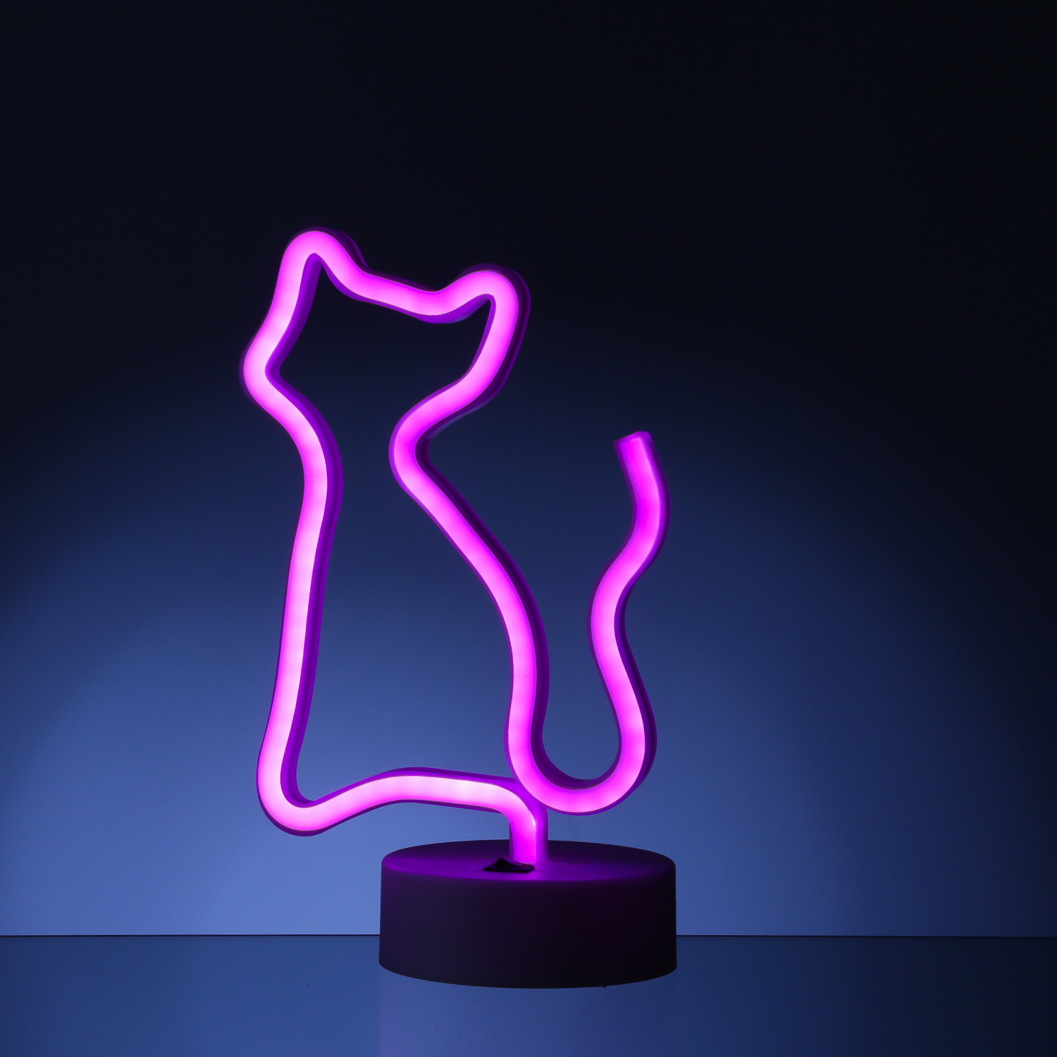 LED NEON Figur KATZE - Neon Schild - H: 25cm - Batterie oder USB Betrieb - stehend - pink