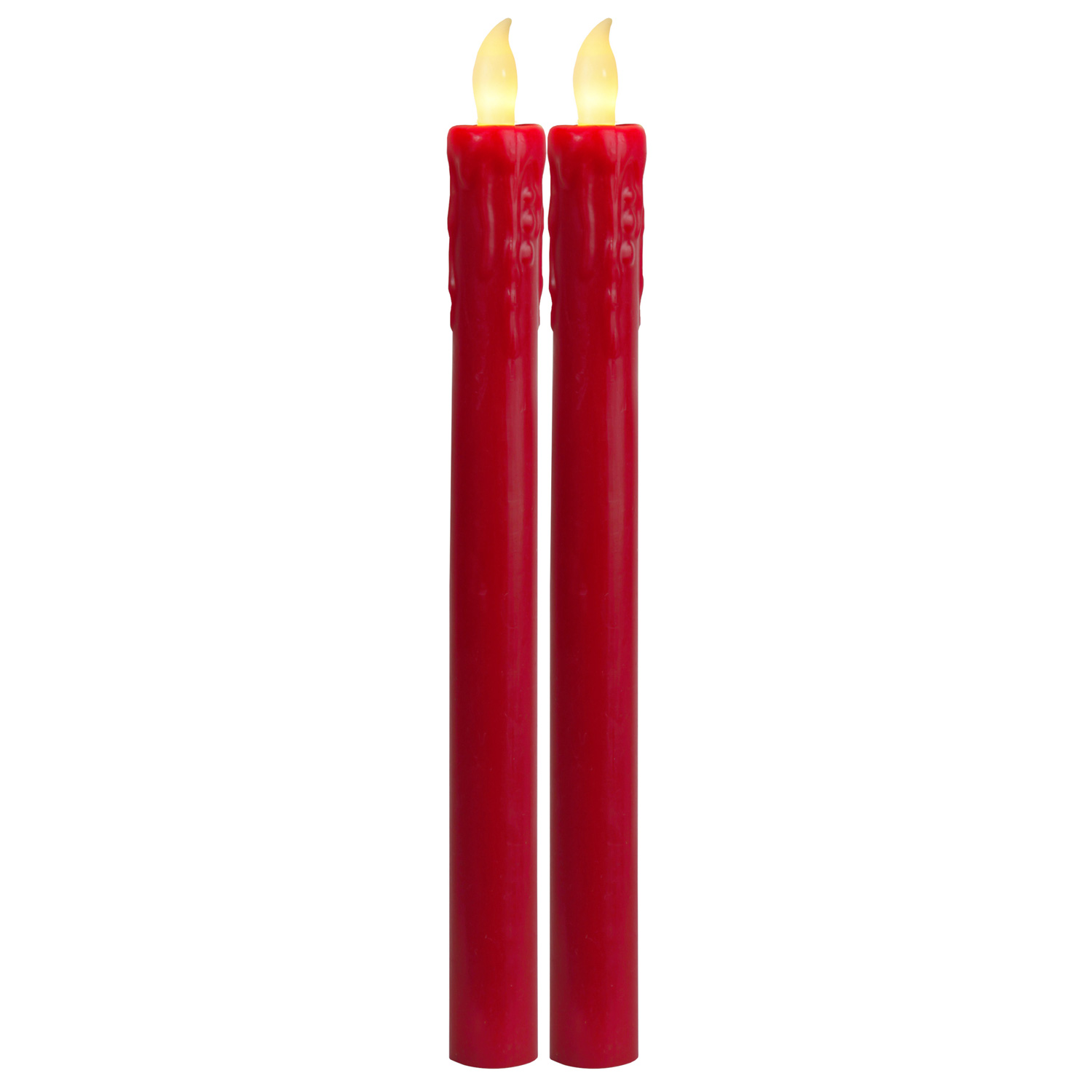 LED Stabkerze Presse -  Echtwachs - flackernde warmweiße LED - H: 25cm - rot - 2er Set LED Stabkerze Presse -  Echtwachs - flackernde warmweiße LED - H: 25cm - rot - 2er Set