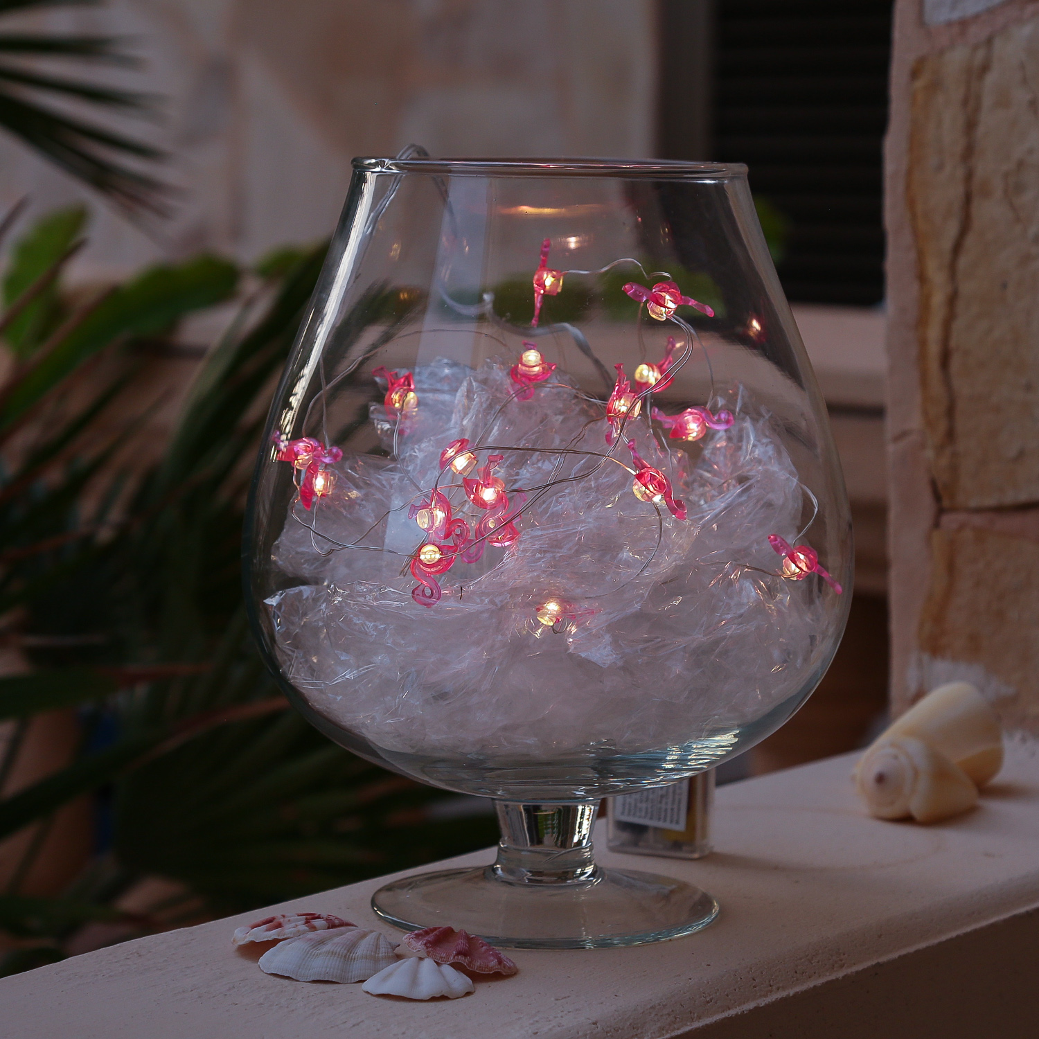 LED Drahtlichterkette Flamingo - 20 warmweiße LED - Batteriebetrieb - L: 1,9m - pink