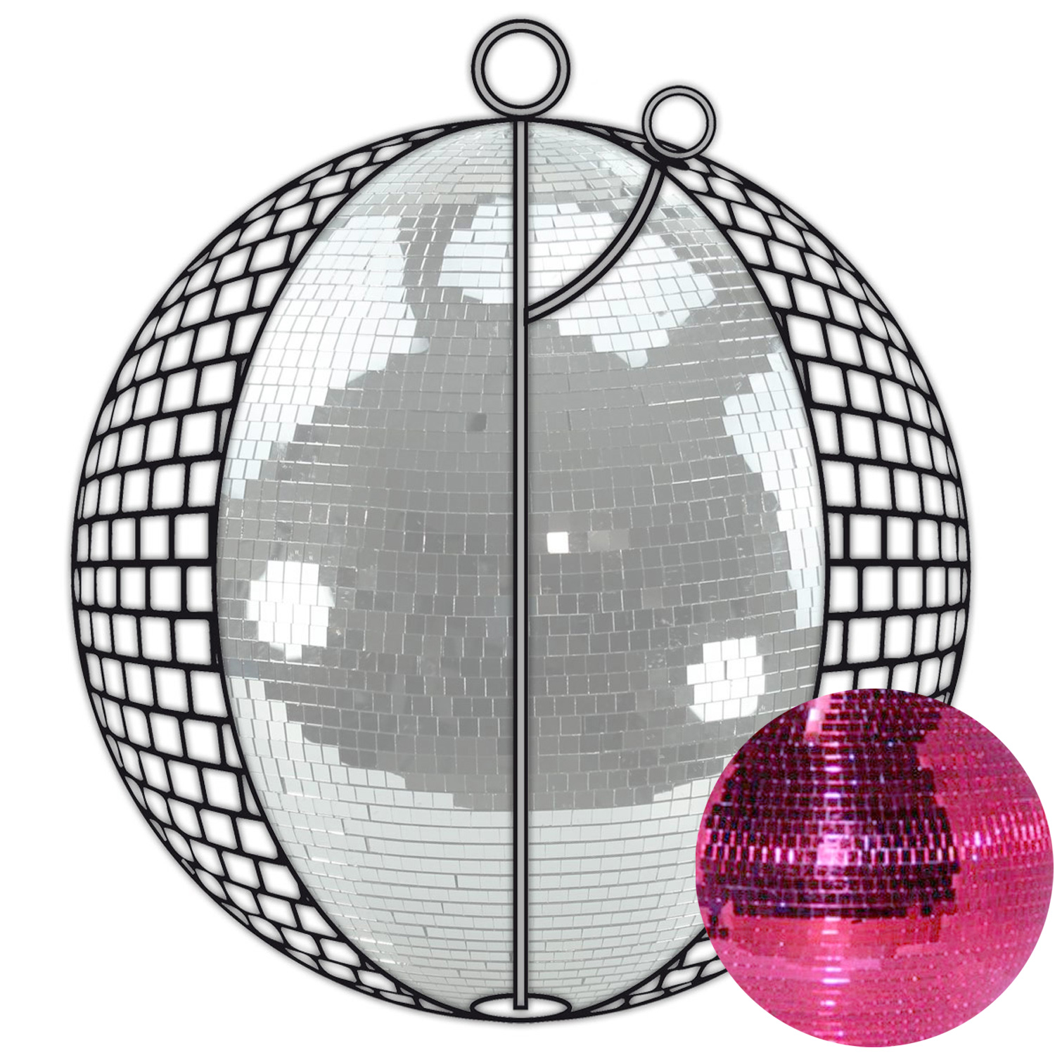 Spiegelkugel 100cm - pink - Diskokugel Echtglas - 10x10mm Spiegel - PROFI Serie Spiegelkugel 100cm - pink - Diskokugel Echtglas - 10x10mm Spiegel - PROFI Serie