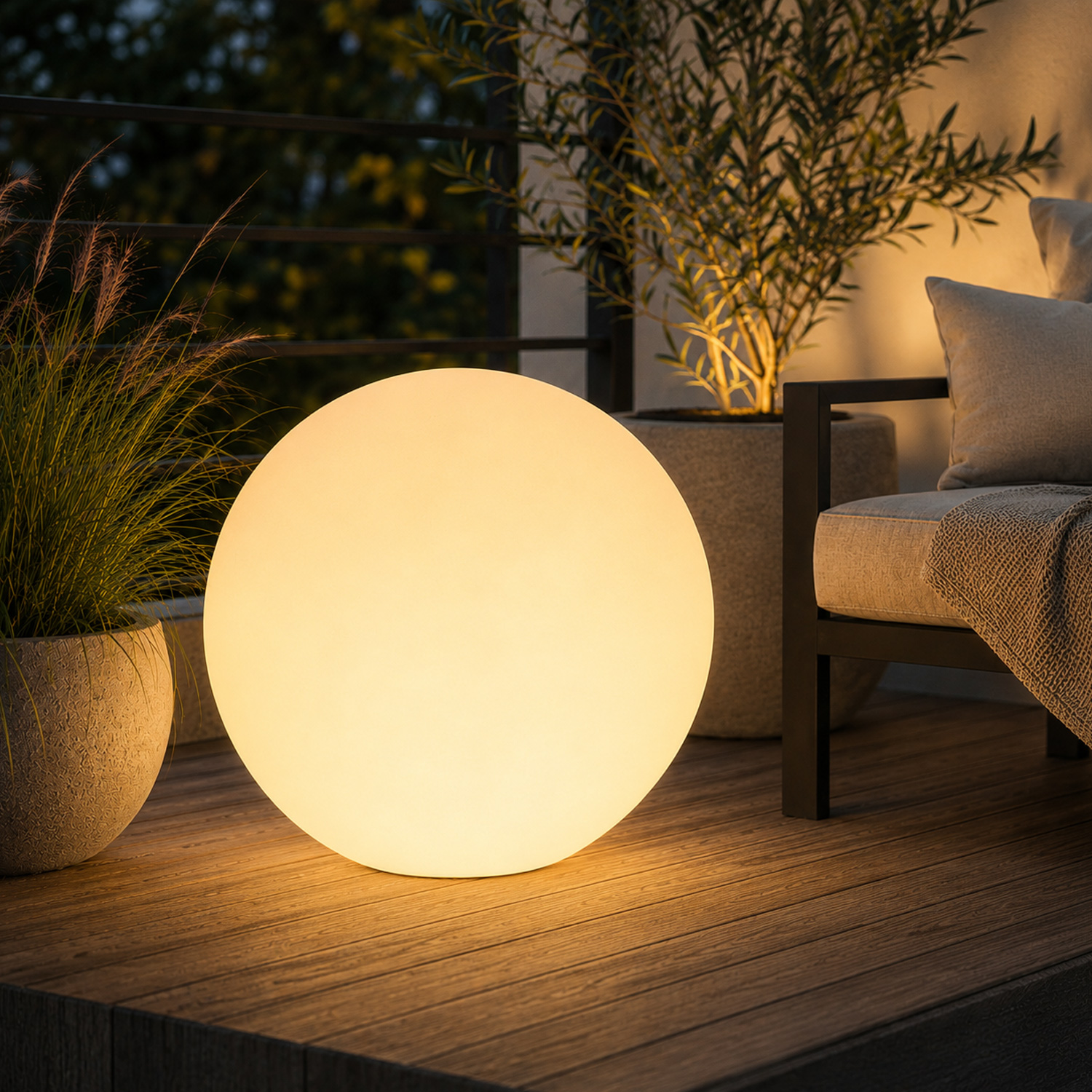 Leuchtobjekt outdoor KUGEL 50cm mit E27 Fassung - warmweißes 1W Leuchtmittel