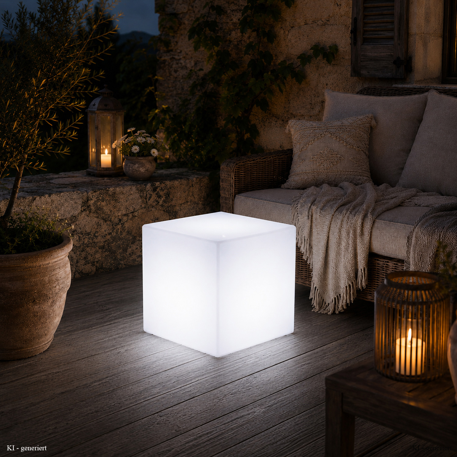 LED Würfel outdoor - Leuchtwürfel 40x40cm - E27 Fassung - kaltweiße 1W LED