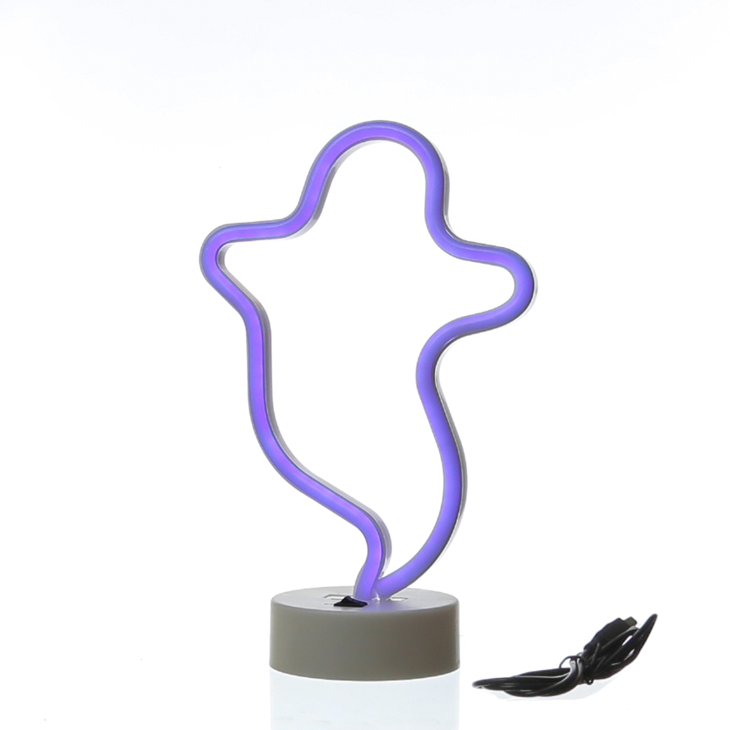 LED NEON Figur GESPENST - Neon Schild - H: 29cm - Batterie oder USB Betrieb - stehend - blau