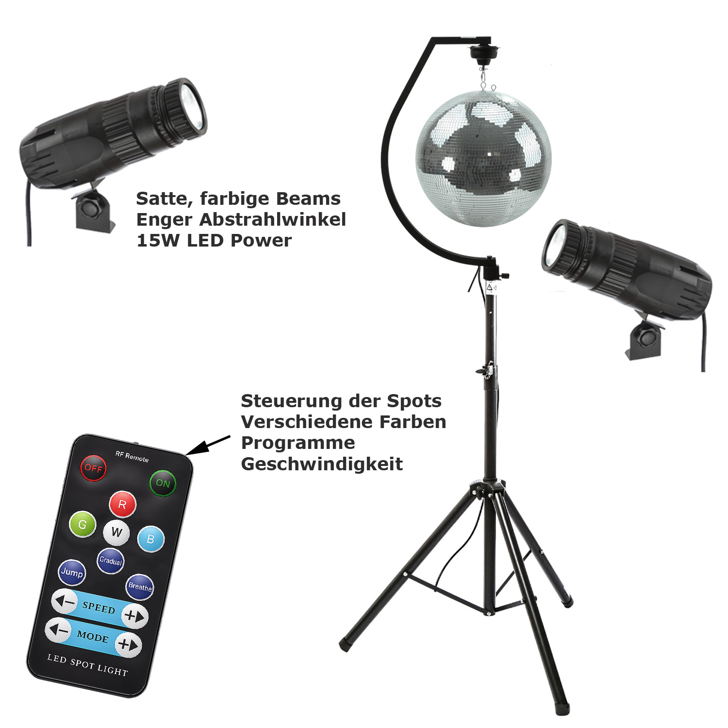Partylicht Komplettset - Licht Discokugel Effekte Nebel - Partyraum Effektlicht