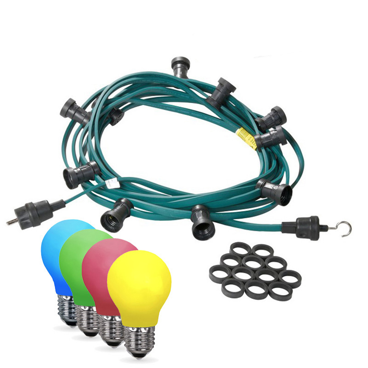 Illu-/Partylichterkette 10m | Außenlichterkette | Made in Germany | 10 x bunte LED Tropfenlampe Illu-/Partylichterkette 10m | Außenlichterkette | Made in Germany | 10 x bunte LED Tropfenlampe