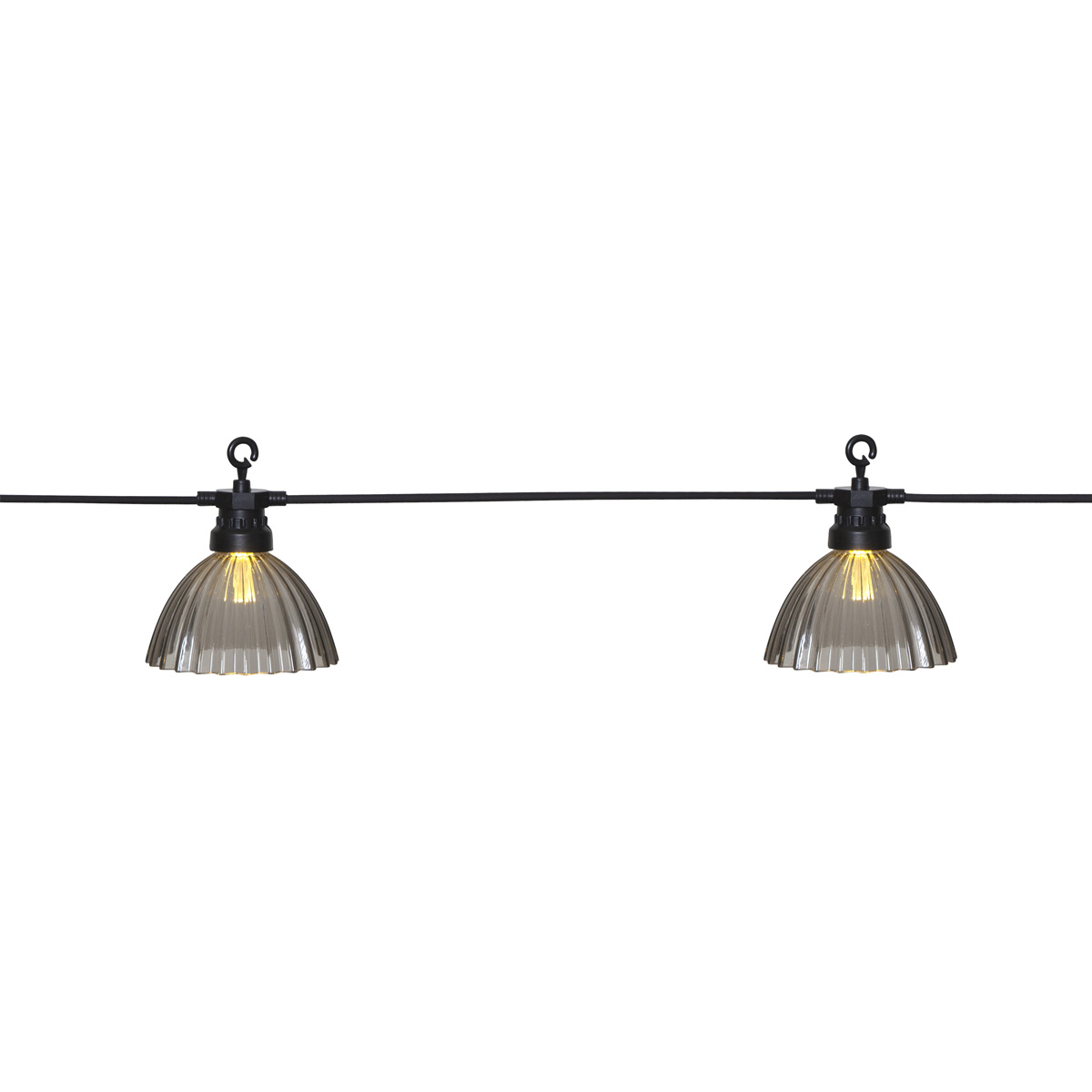 LED Lichterkette "Lampenschirm" - 12 warmweiße LED - L: 4,95m - outdoor - rauchgrau