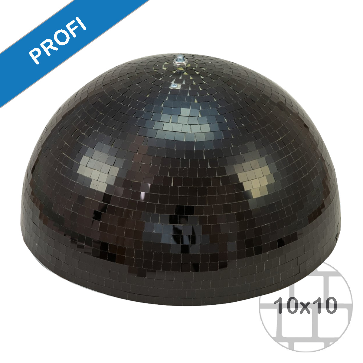 Spiegelkugel halb schwarz 50cm - für Deckenmontage - Diskokugel Echtglas - 10x10mm Spiegel - PROFI Spiegelkugel halb schwarz 50cm - für Deckenmontage - Diskokugel Echtglas - 10x10mm Spiegel - PROFI