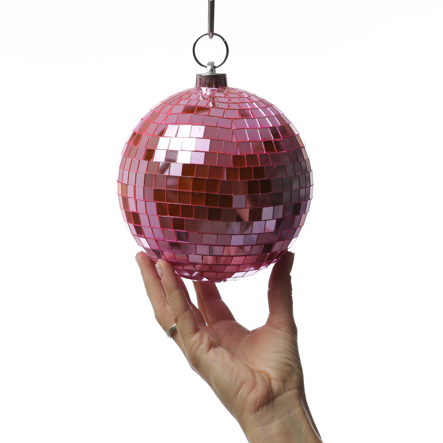 Spiegelkugel 15cm - Discokugel - Echtglas - 10x10mm Spiegel - rosa Spiegelkugel 15cm - Discokugel - Echtglas - 10x10mm Spiegel - rosa