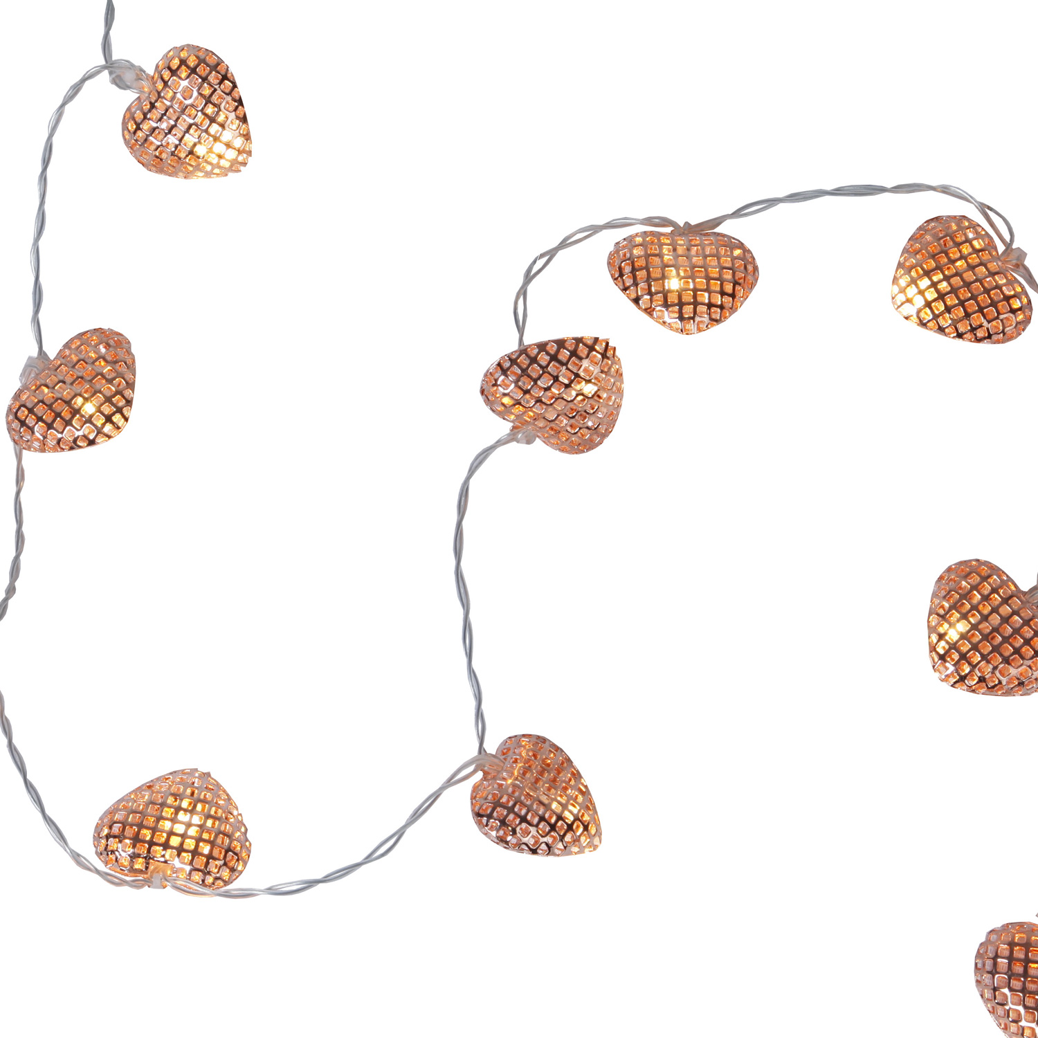 LED-Lichterkette mit Herzen - 10 warmweiße LED - Batteriebetrieb - Timer - 0,90m - kupferfarben LED-Lichterkette mit Herzen - 10 warmweiße LED - Batteriebetrieb - Timer - 0,90m - kupferfarben