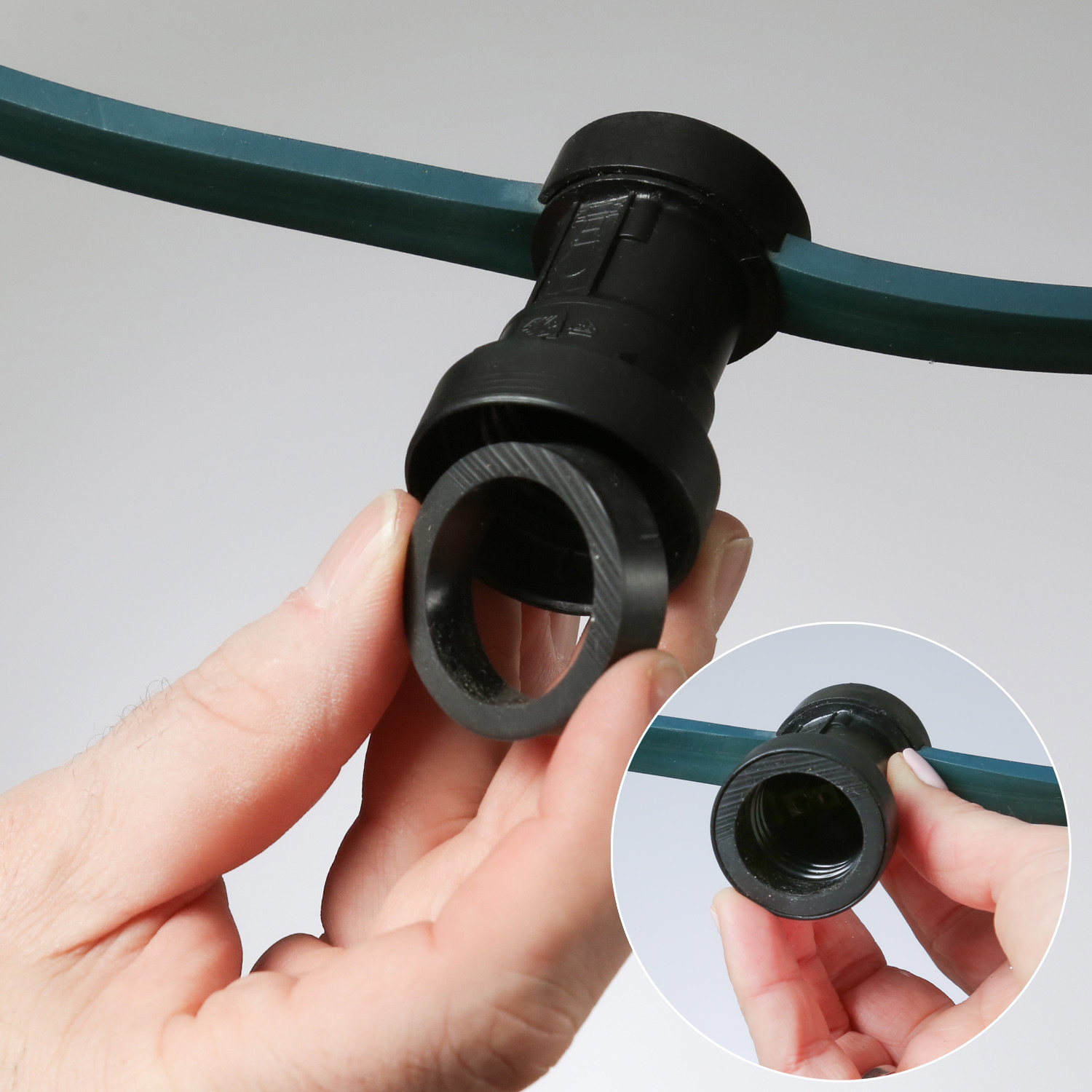 Illu-/Partylichterkette 20m - Außenlichterkette schwarz - Made in Germany - 30 Halogenlampen (28W)