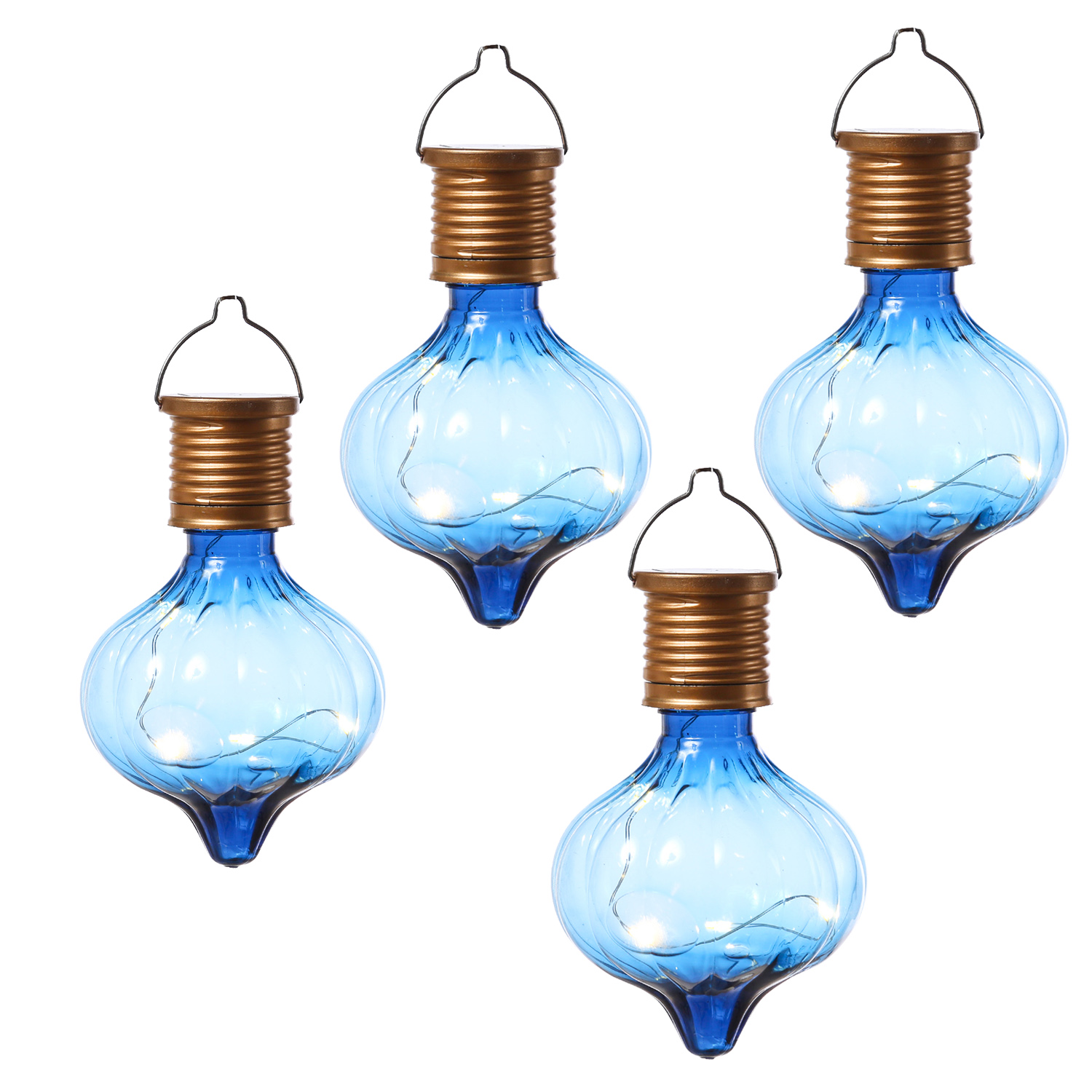 LED Solar Glühbirnen GLOW - Kugelleuchte - warmweiße LED Drahtlichterkette - H: 11,7cm - blau - 4St. LED Solar Glühbirnen GLOW - Kugelleuchte - warmweiße LED Drahtlichterkette - H: 11,7cm - blau - 4St.