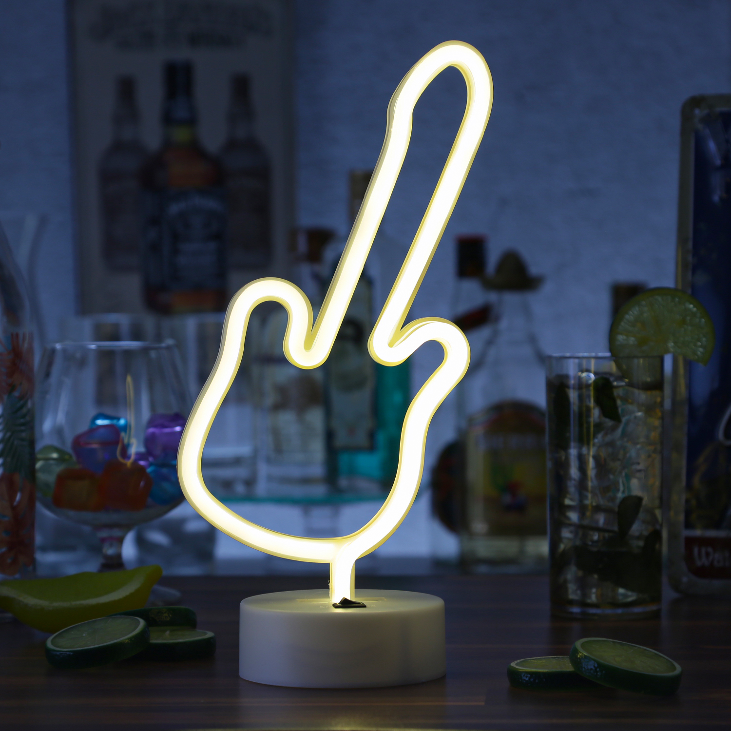 LED NEON Figur GITARRE - Neon Schild - H: 30cm - Batterie oder USB Betrieb - warmweiß