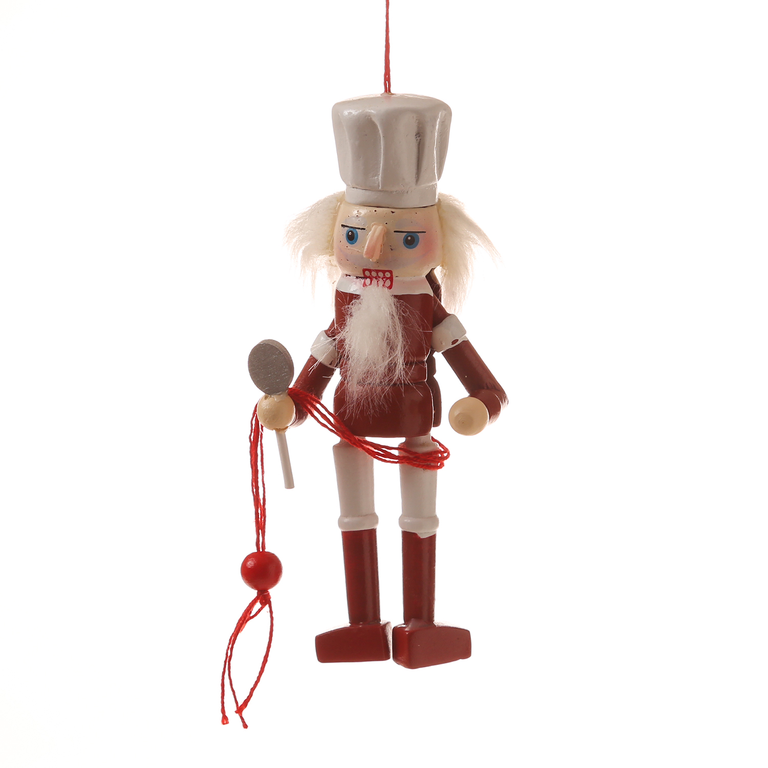 Weihnachtsbaumschmuck NUSSKNACKER - Tannenholz - inkl. Aufhänger - beweglich - H: 12,5cm - weiß