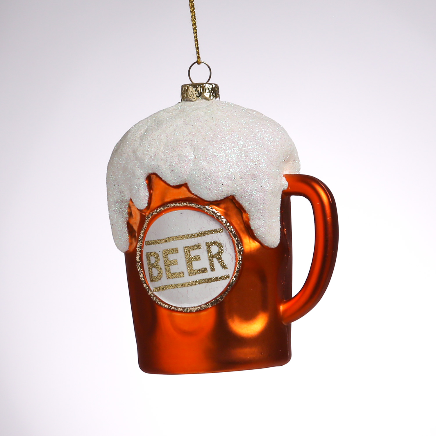 Weihnachtsbaumschmuck BIERGLAS - bruchfest - inkl. Aufhänger - H: 10,2cm - orange, weiß Weihnachtsbaumschmuck BIERGLAS - bruchfest - inkl. Aufhänger - H: 10,2cm - orange, weiß