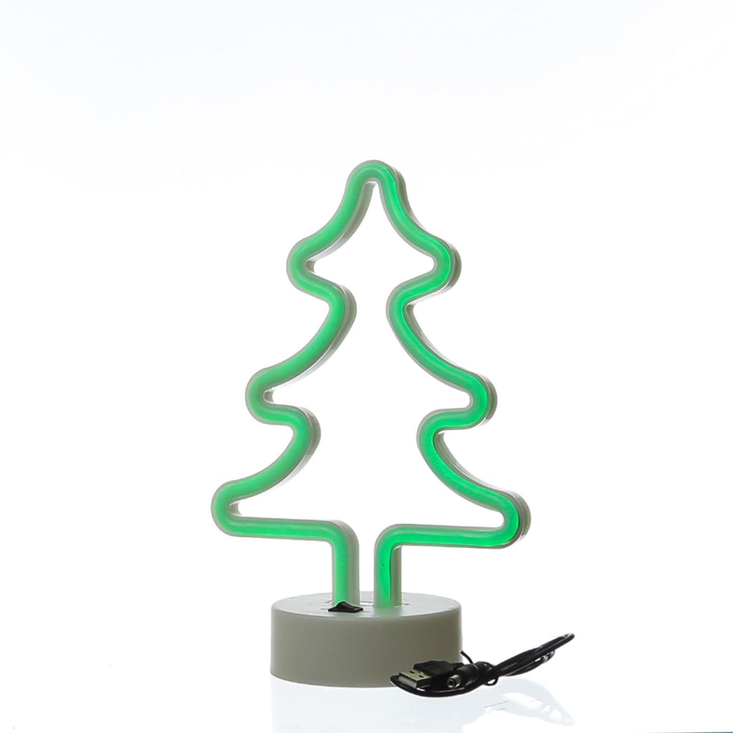 LED NEON Figur TANNENBAUM - Neon Schild - H- 27cm - Batterie oder USB Betrieb - gruen