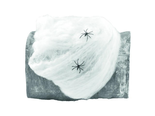 Spinnennetz synthetisch, weiss, 50g Packung - Gruseldekoration + 2 Kunststoffspinnen - Spinnweben Spinnennetz synthetisch, weiss, 50g Packung - Gruseldekoration + 2 Kunststoffspinnen - Spinnweben