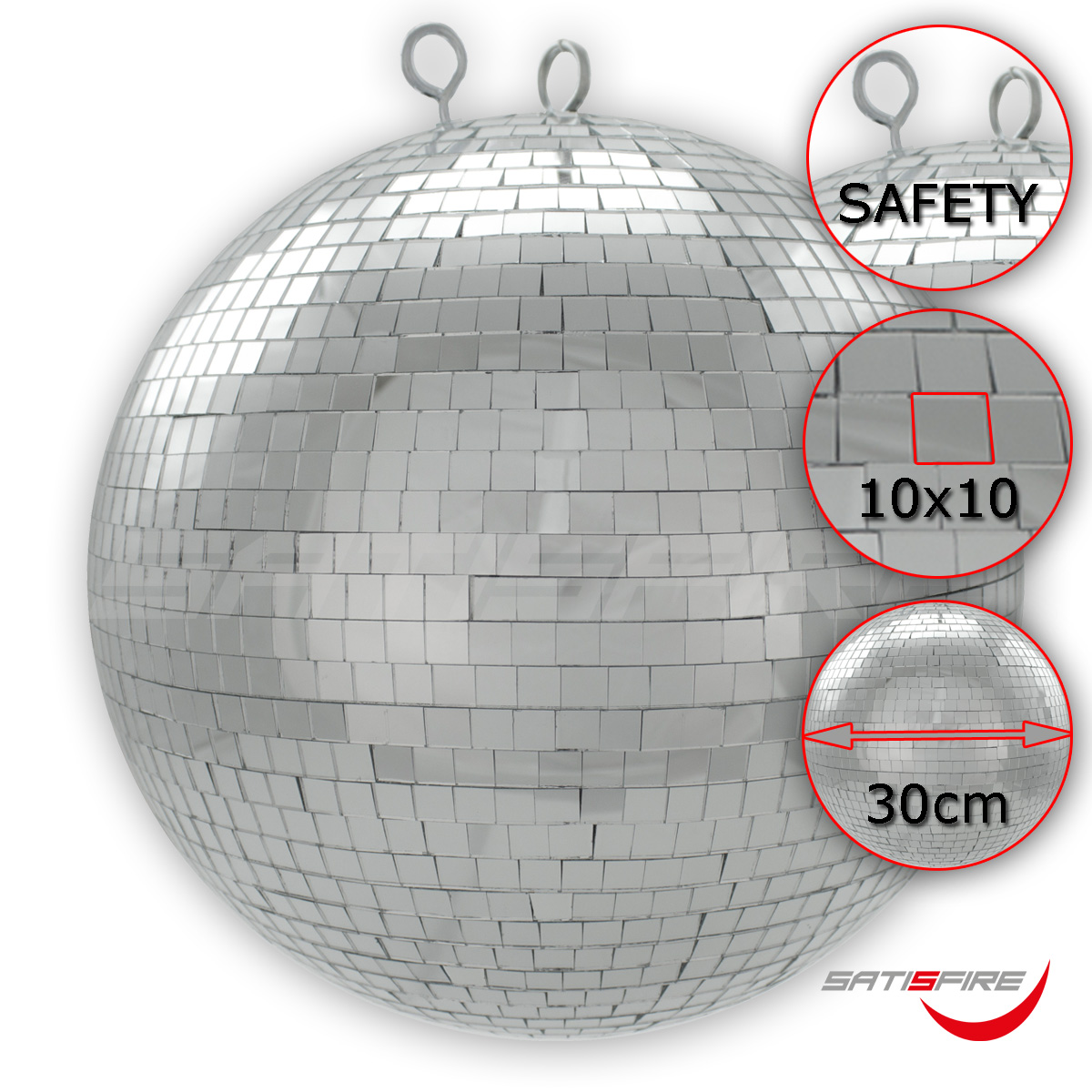 Spiegelkugel 30cm silber- Diskokugel (Discokugel) Party Lichteffekt - Echtglas - mirrorball silver chrome Spiegelkugel 30cm silber- Diskokugel (Discokugel) Party Lichteffekt - Echtglas - mirrorball silver chrome