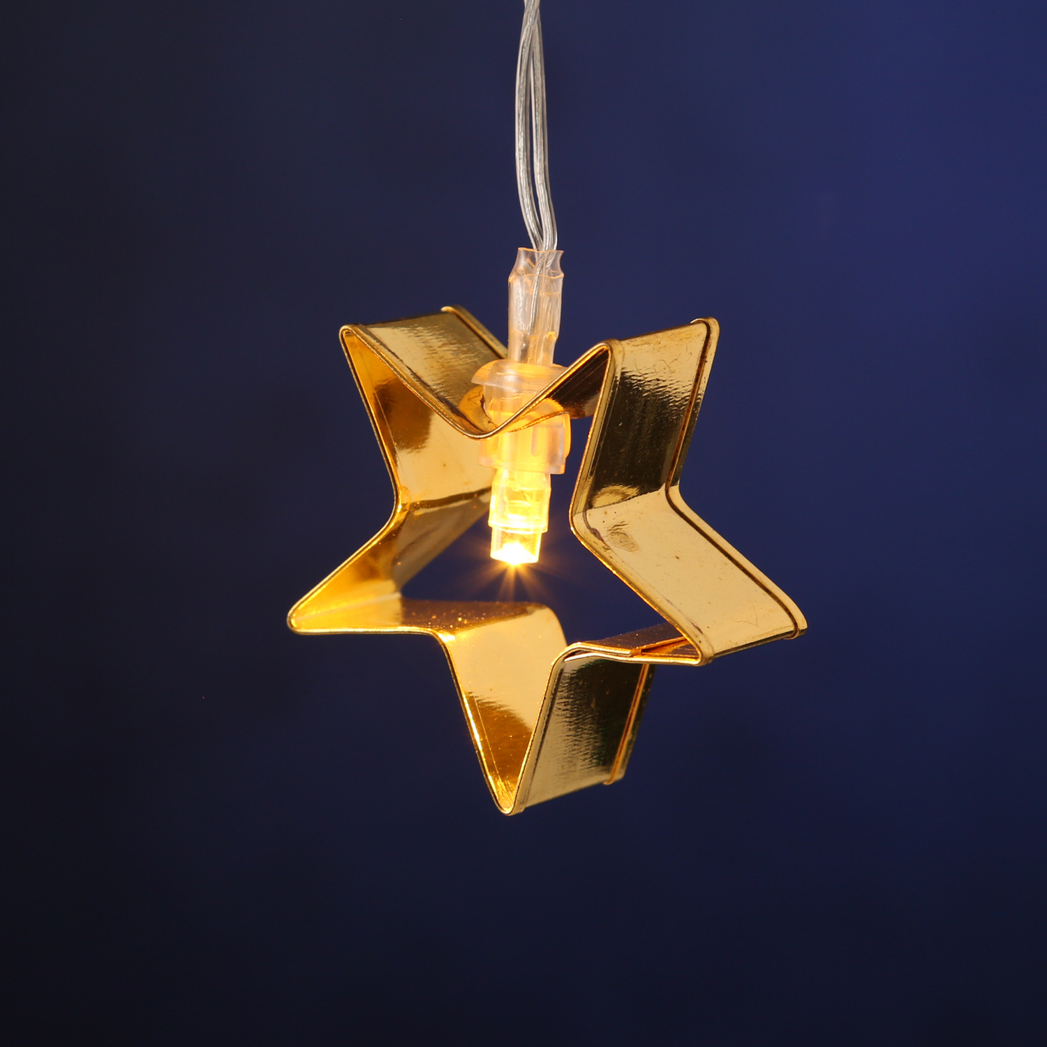 LED Lichterkette Backförmchen goldene Sterne - 8 warmweiße LED - Batteriebetrieb - L: 1,4m - gold