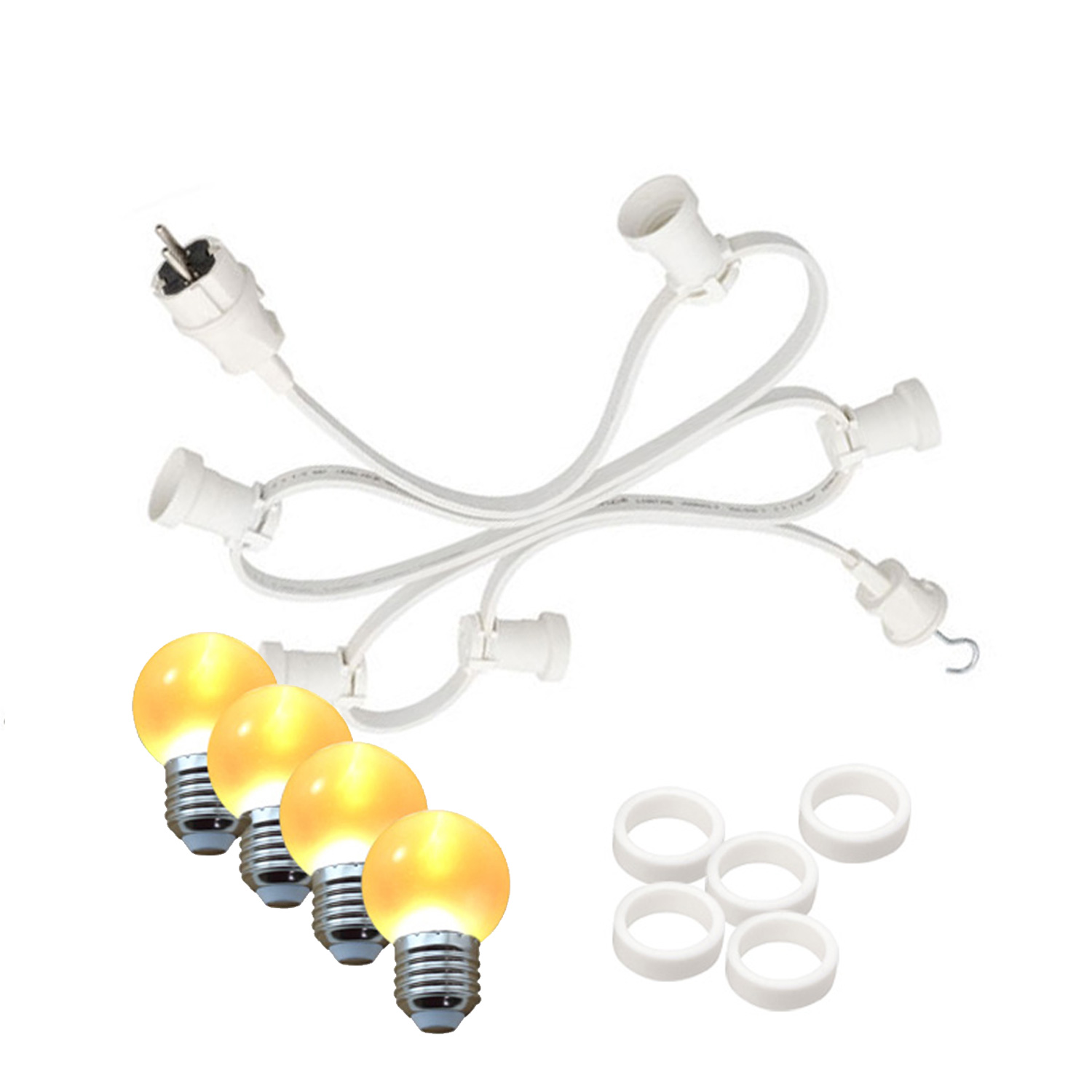Illu-/Partylichterkette 30m - Außenlichterkette - Made in Germany - 50 x ultra-warmweiße LED Kugeln Illu-/Partylichterkette 30m - Außenlichterkette - Made in Germany - 50 x ultra-warmweiße LED Kugeln