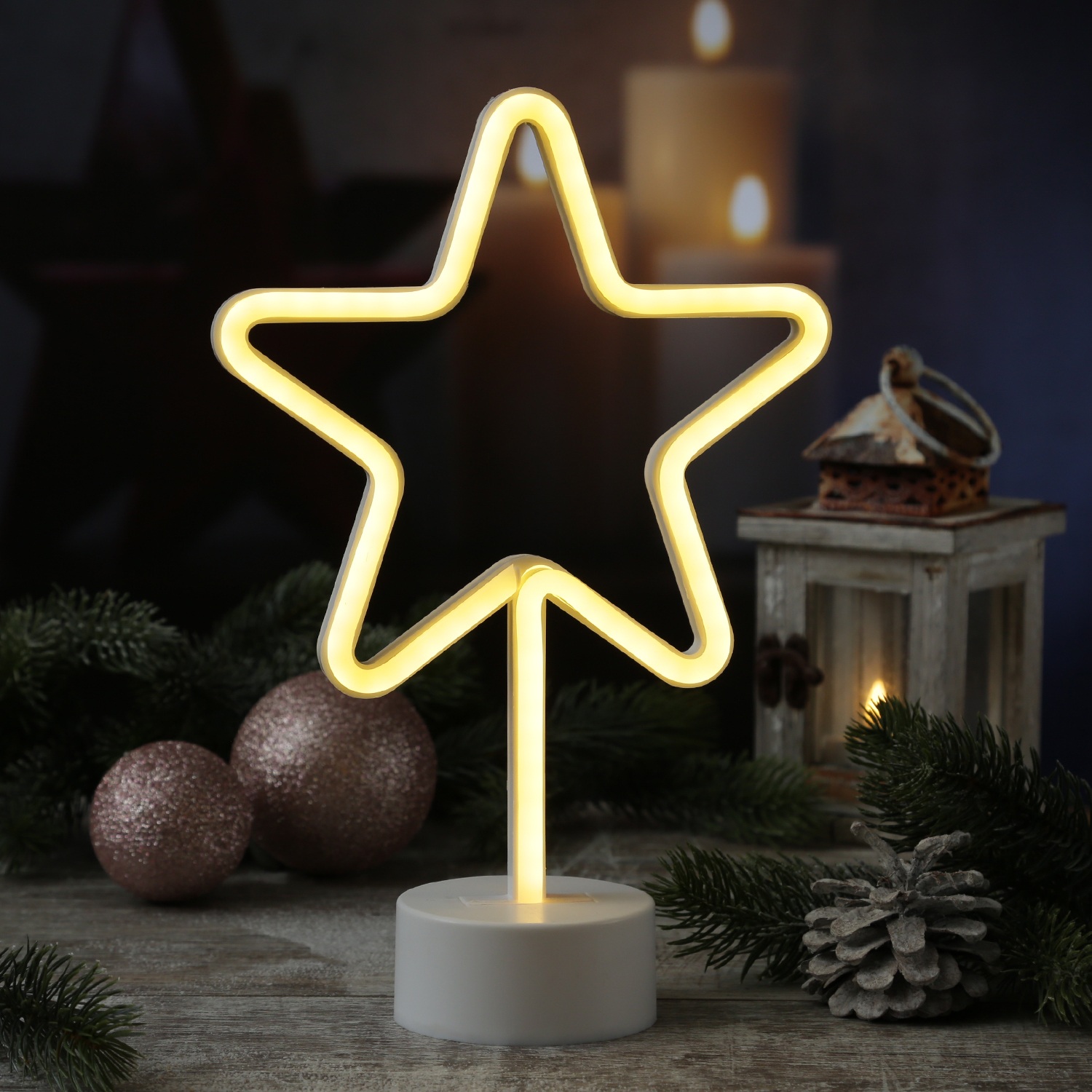 LED NEON Figur STERN - Neonlicht - H: 30cm - Batterie oder USB Betrieb - stehend