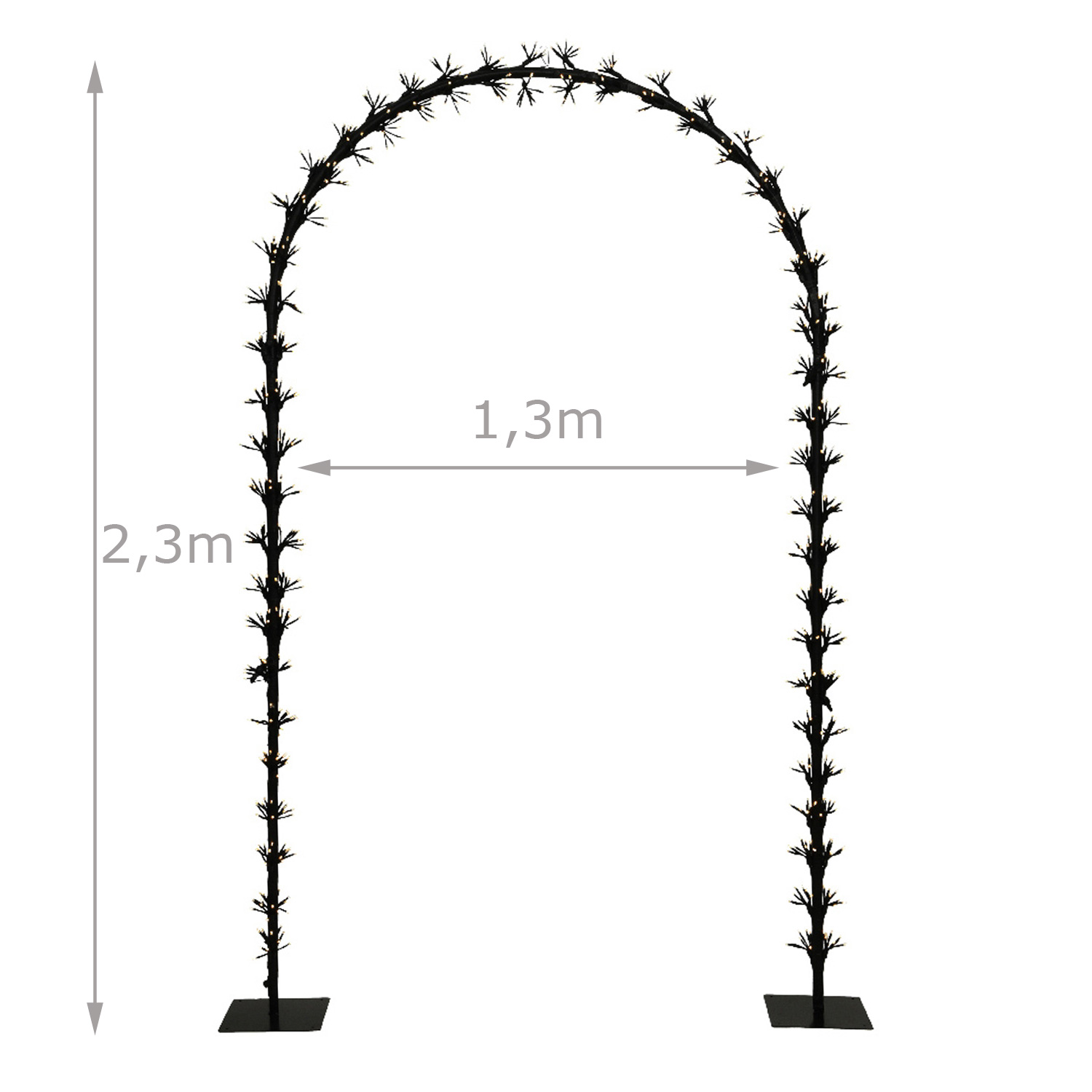 LED Türbogen - 768 warmweiße LED - H: 2,3m - B: 1,3m - 8 Funkt.- Timer - Außentrafo