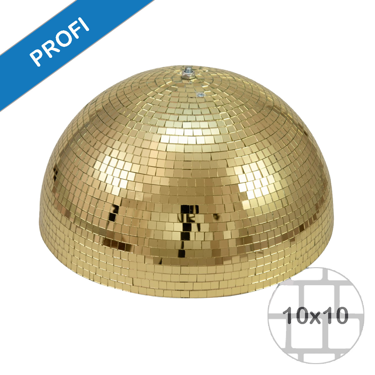 Spiegelkugel halb gold 40cm - für Deckenmontage - Diskokugel Echtglas - 10x10mm Spiegel - PROFI Spiegelkugel halb gold 40cm - für Deckenmontage - Diskokugel Echtglas - 10x10mm Spiegel - PROFI