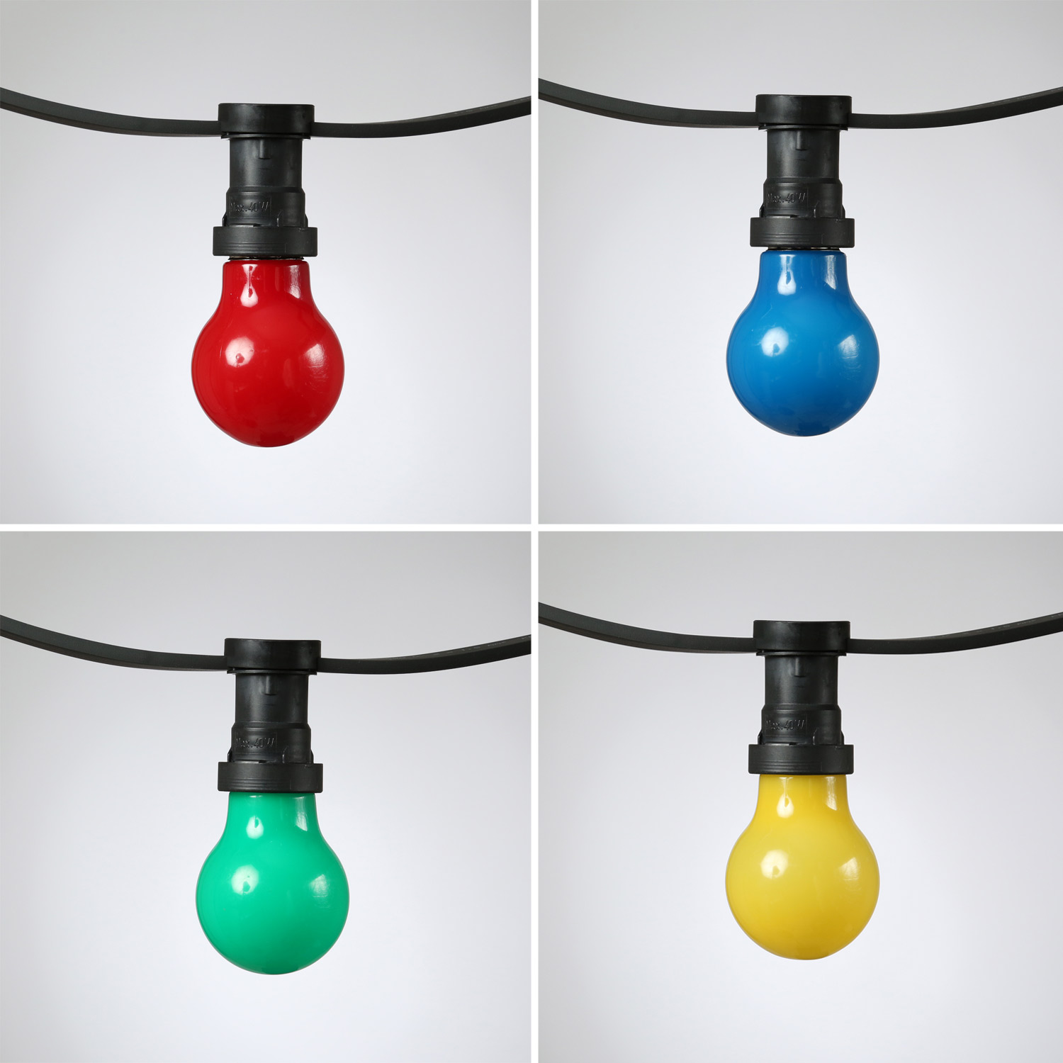 Illu-/Partylichterkette 50m - Außenlichterkette - Made in Germany - 50 x bunte LED Tropfenlampe Illu-/Partylichterkette 50m - Außenlichterkette - Made in Germany - 50 x bunte LED Tropfenlampe