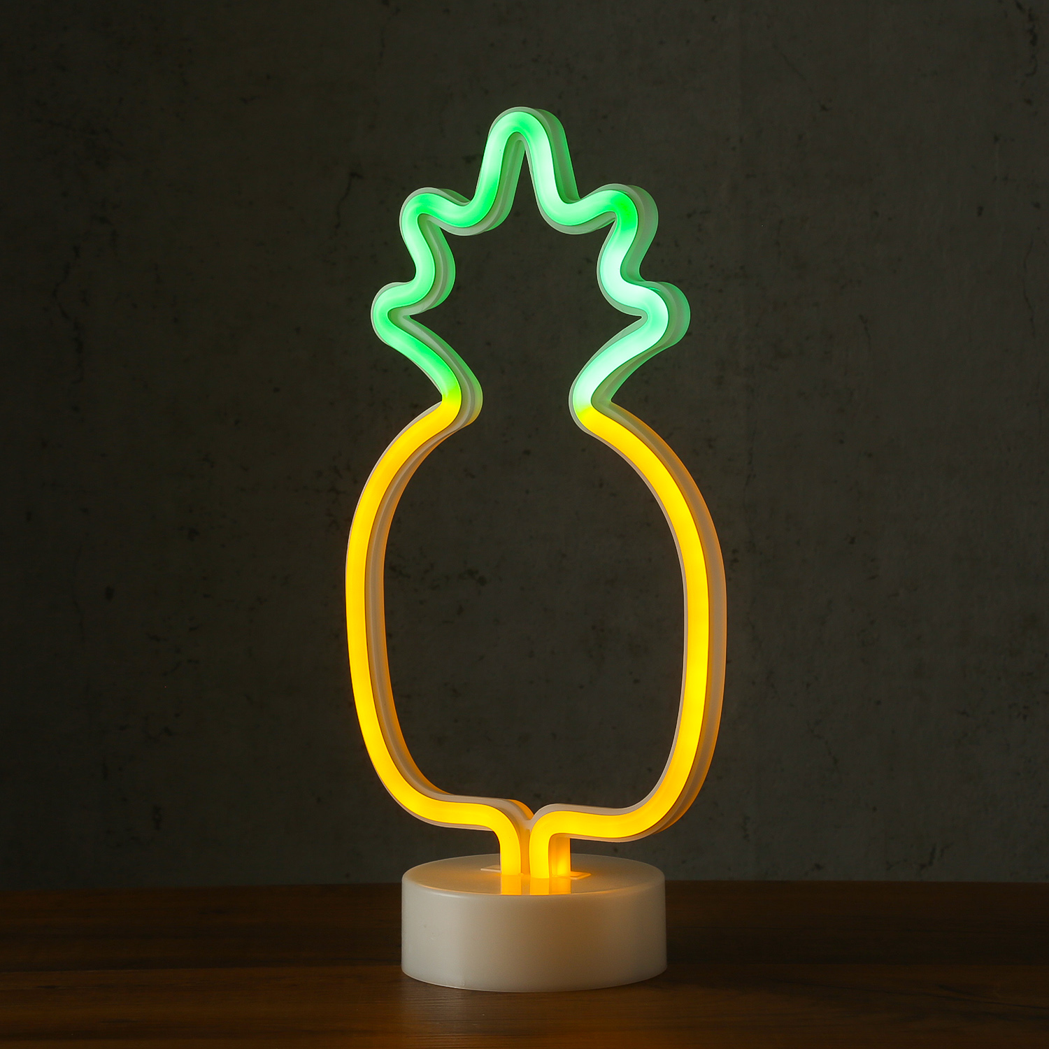 LED Neonlampe ANANAS - Silhouette Dekoleuchte - Batteriebetrieb - H: 32,5cm - stehend - gelb, grün LED Neonlampe ANANAS - Silhouette Dekoleuchte - Batteriebetrieb - H: 32,5cm - stehend - gelb, grün