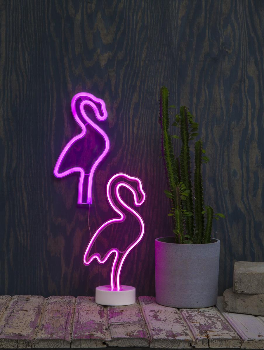 LED-Silhouette Neonlight pink Flamingo - Wandmontage - 28,5cm x14,5cm - Batterie - Timer 4