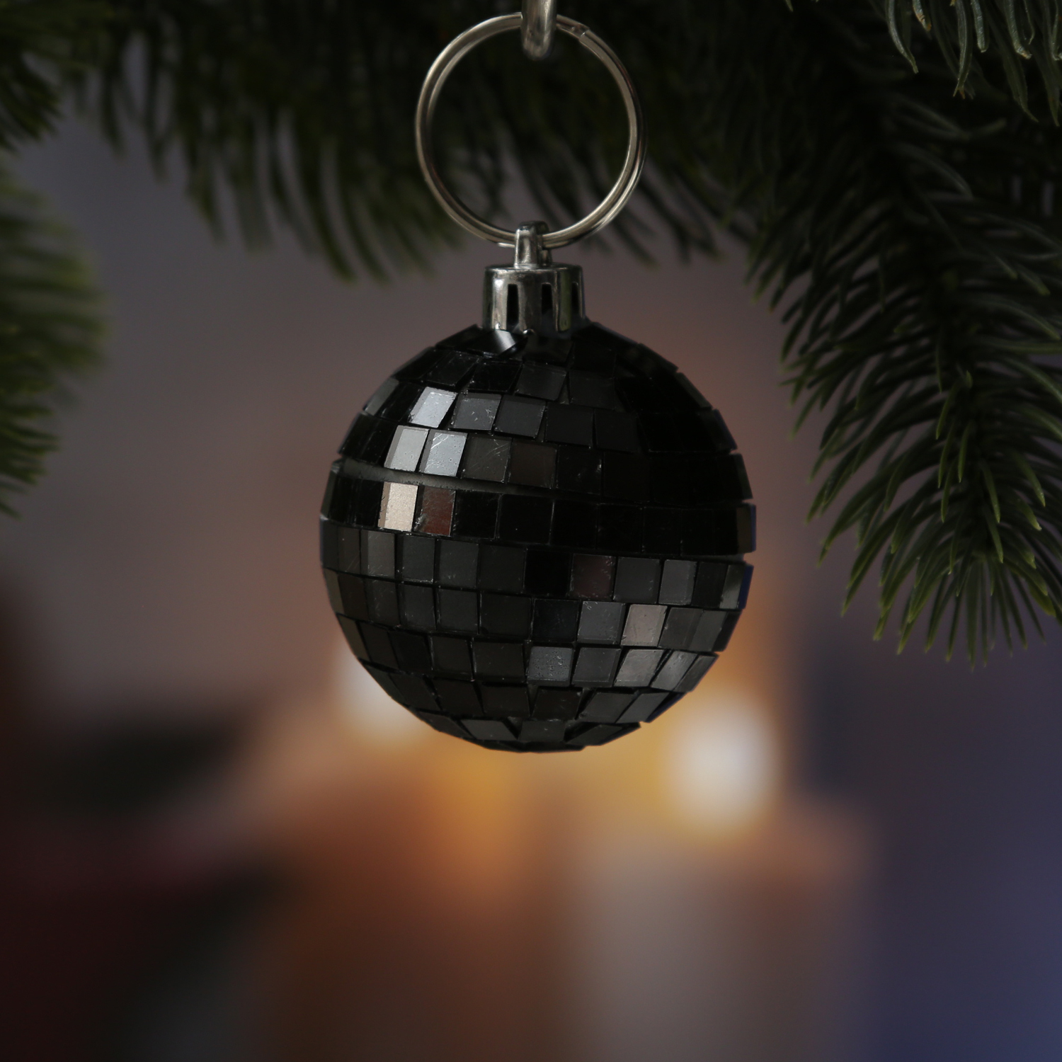 Christbaumschmuck Discokugel - Spiegelkugel 5cm  - Weihnachtskugel - 5x5mm Spiegel - schwarz - 12St.