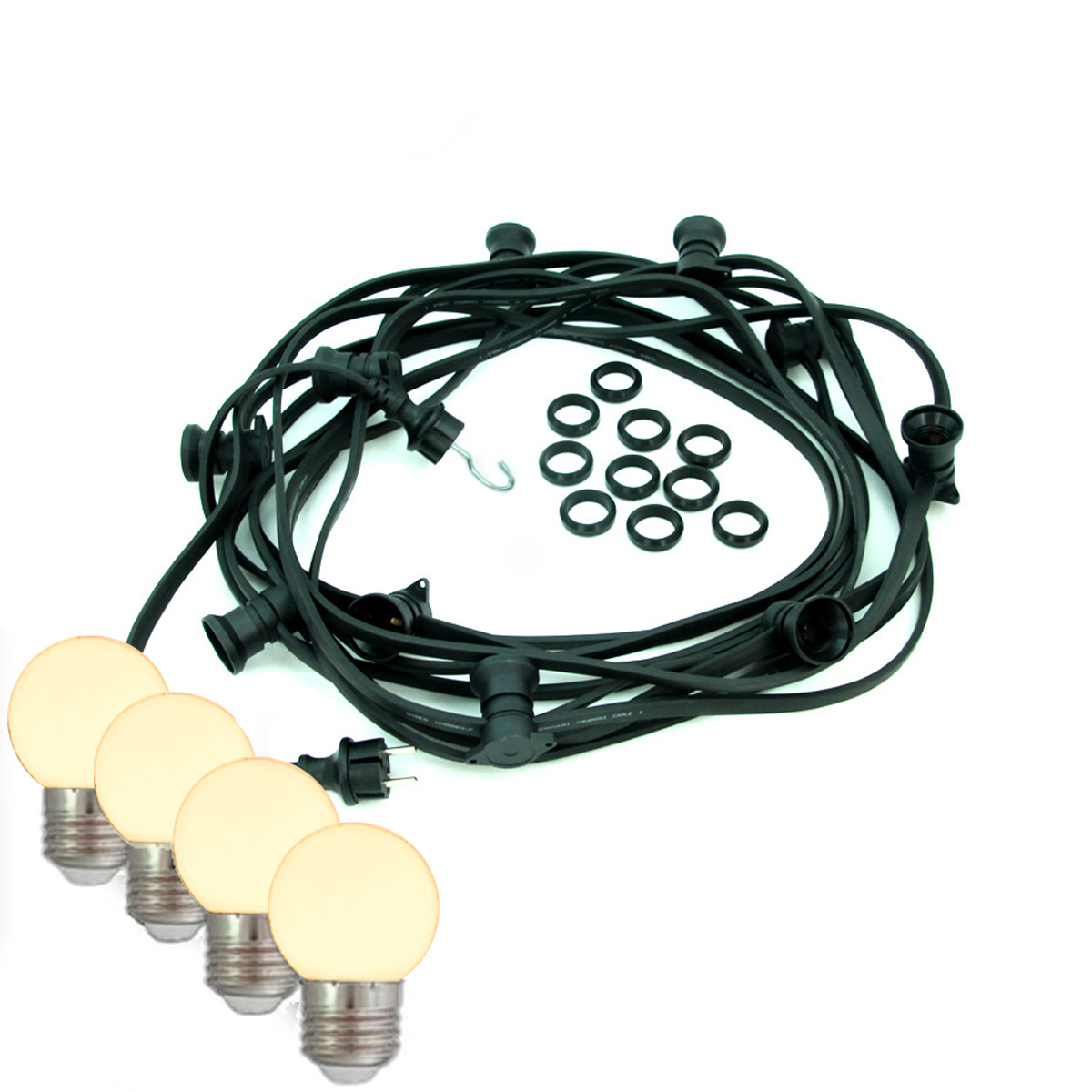 Illu-/Partylichterkette BLACKY 40m - Außenlichterkette schwarz - 40xE27 warmweiße Kugellampen Illu-/Partylichterkette BLACKY 40m - Außenlichterkette schwarz - 40xE27 warmweiße Kugellampen