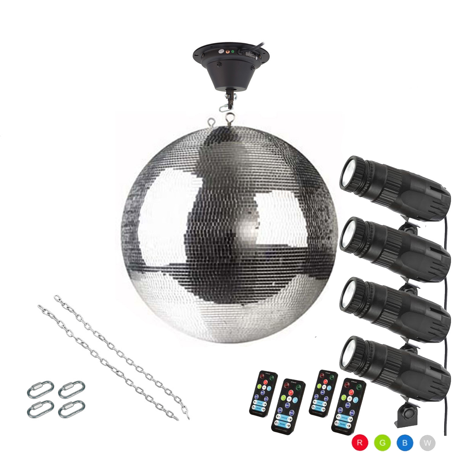 Spiegelkugel Komplettset - Discokugel, Motor, Pinspot, Montagematerial für Diskokugel - Mirrorball Set - Partyset Spiegelkugel Komplettset - Discokugel, Motor, Pinspot, Montagematerial für Diskokugel - Mirrorball Set - Partyset