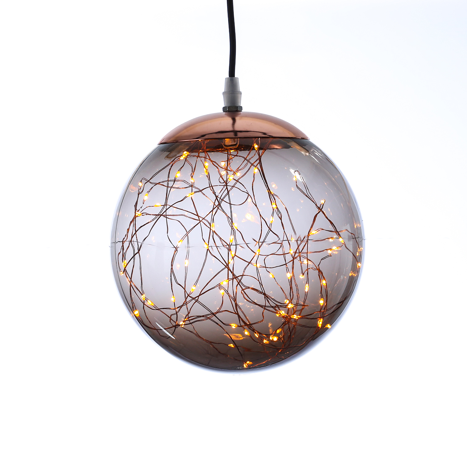 LED Lichterkugel mit Drahtlichterkette - 110 bernstein LED - Timer - D: 25cm - f. Innen/Außen