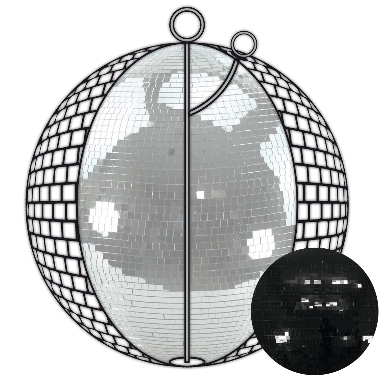 Spiegelkugel 120cm - schwarz - Diskokugel Echtglas - 10x10mm Spiegel - PROFI Serie Spiegelkugel 120cm - schwarz - Diskokugel Echtglas - 10x10mm Spiegel - PROFI Serie